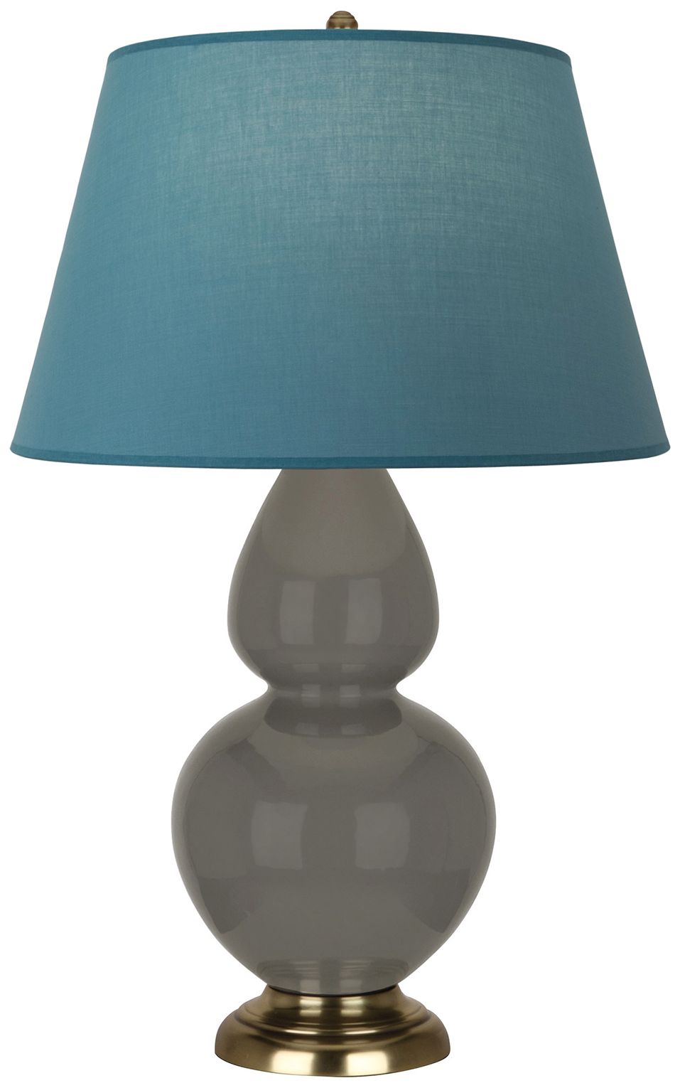 Double Gourd 31"H Ash And Brass Lamp w/ Bright Blue And Gray Made to O