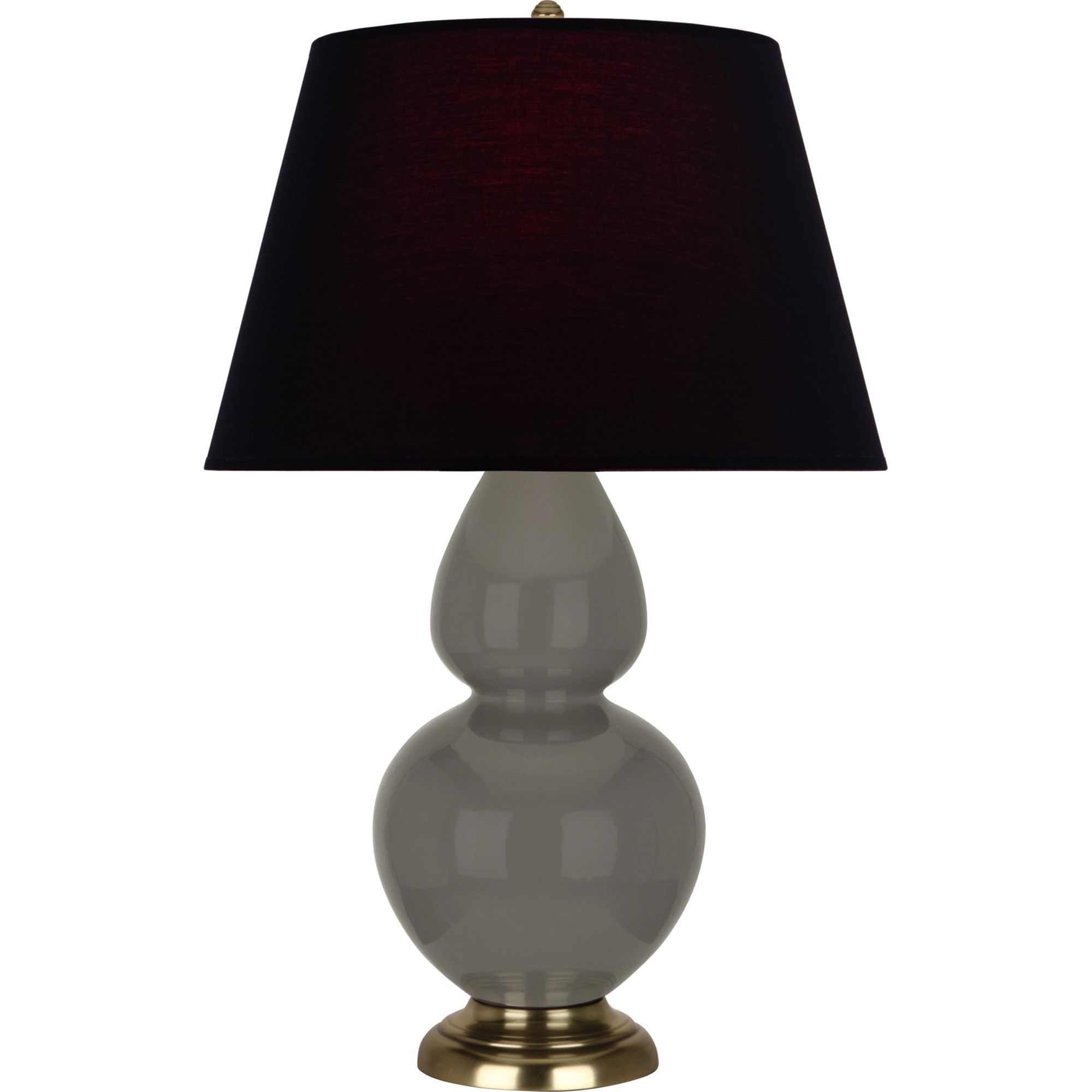 Image 2 Double Gourd 31"H Ash And Brass Table Lamp w/ Ink And Rose Shade more views