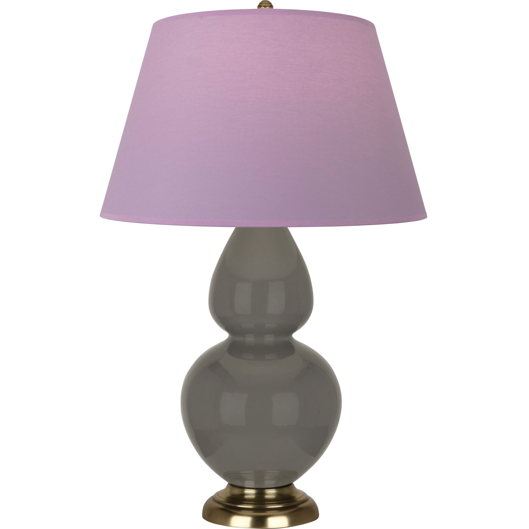 Image 2 Double Gourd 31"H Ash And Brass Table Lamp w/ Lavender And Plum Shade more views