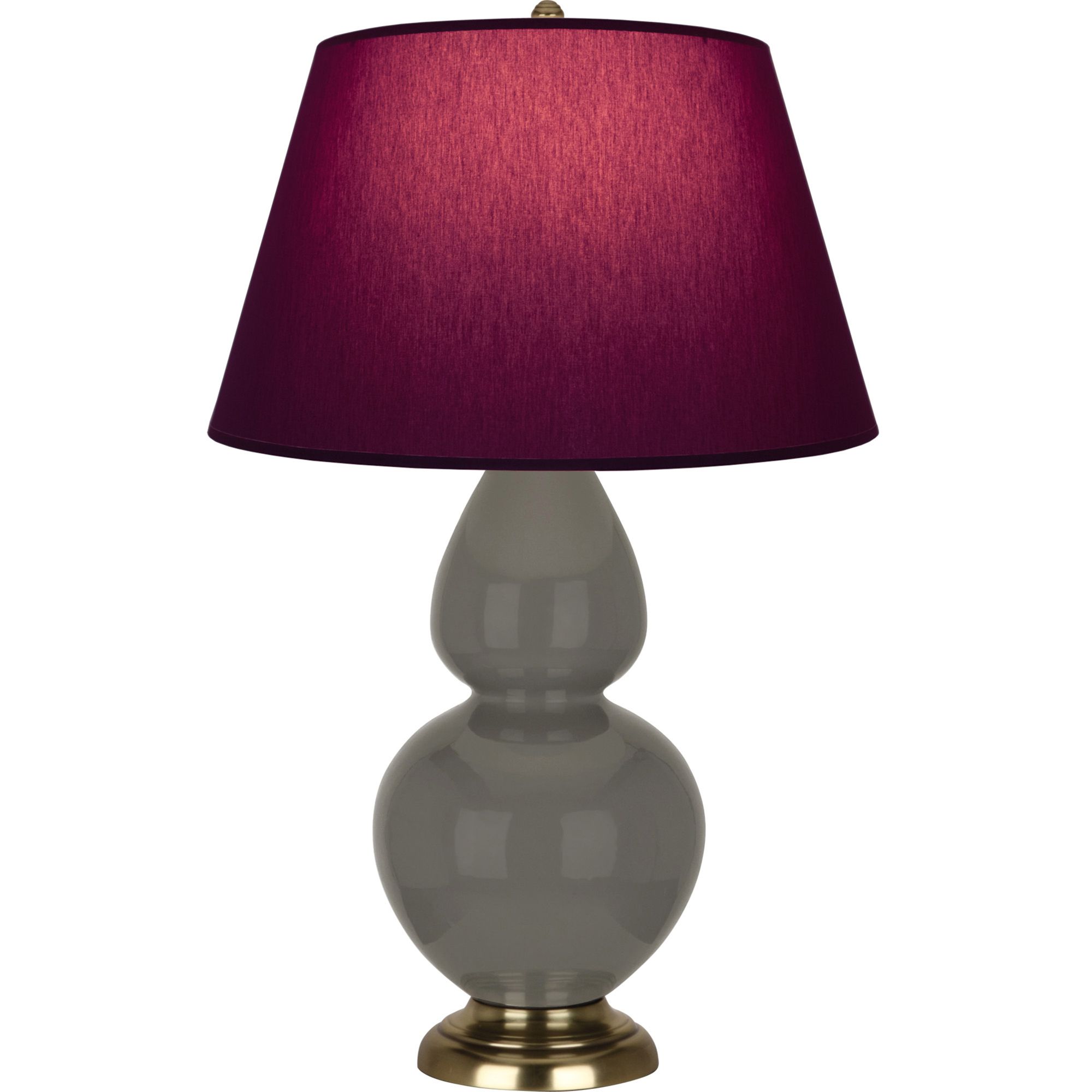 Image 2 Double Gourd 31"H Ash And Brass Table Lamp w/ Plum And Lavender Shade more views