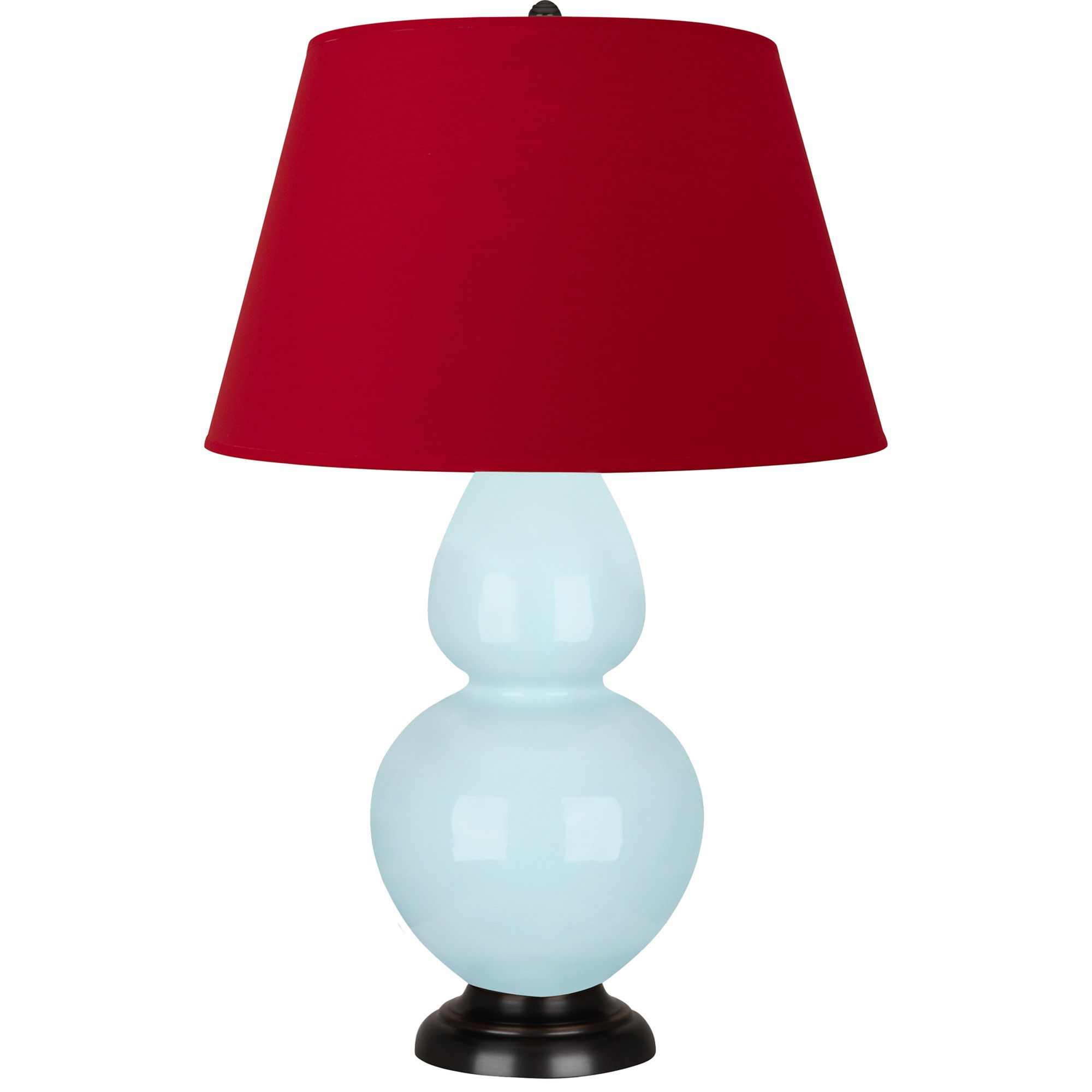 Image 2 Double Gourd 31"H Baby Blue And Bronze Lamp w/ Black And Red Shade more views