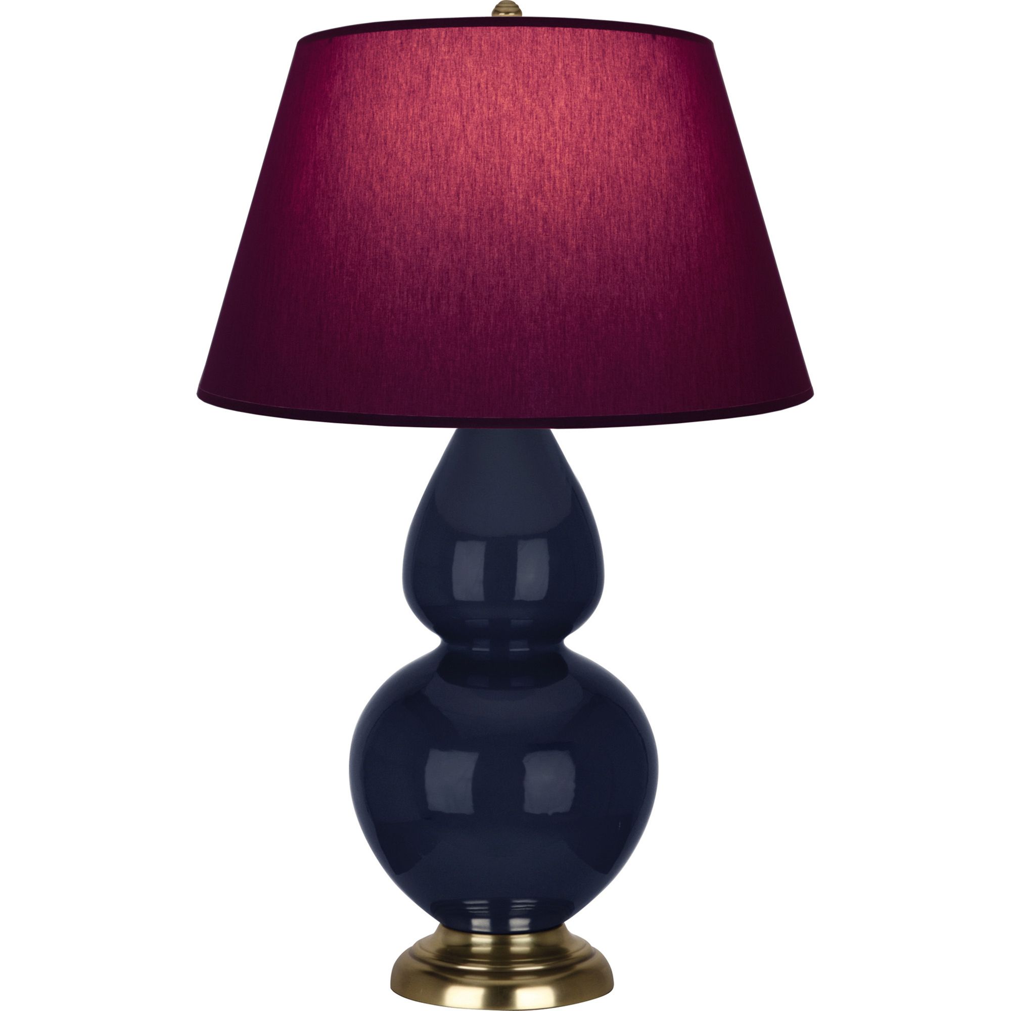 Image 2 Double Gourd 31"H Blue And Brass Table Lamp w/ Plum And Lavender Shade more views