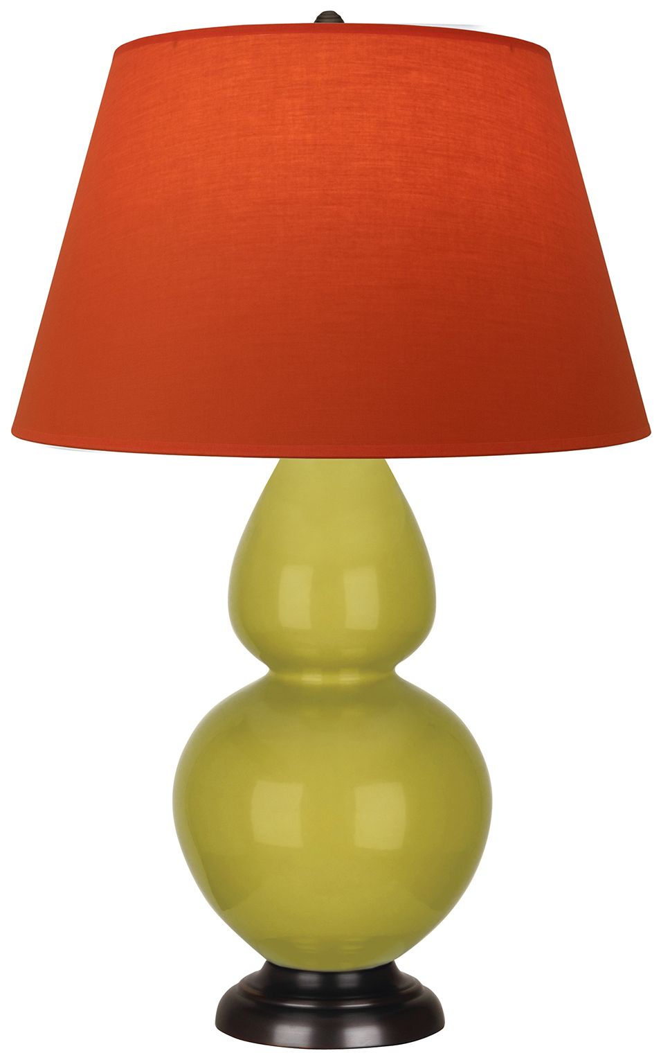 Double Gourd 31"H Citron &amp; Bronze Lamp w/ Tangerine &amp; Taupe Ma