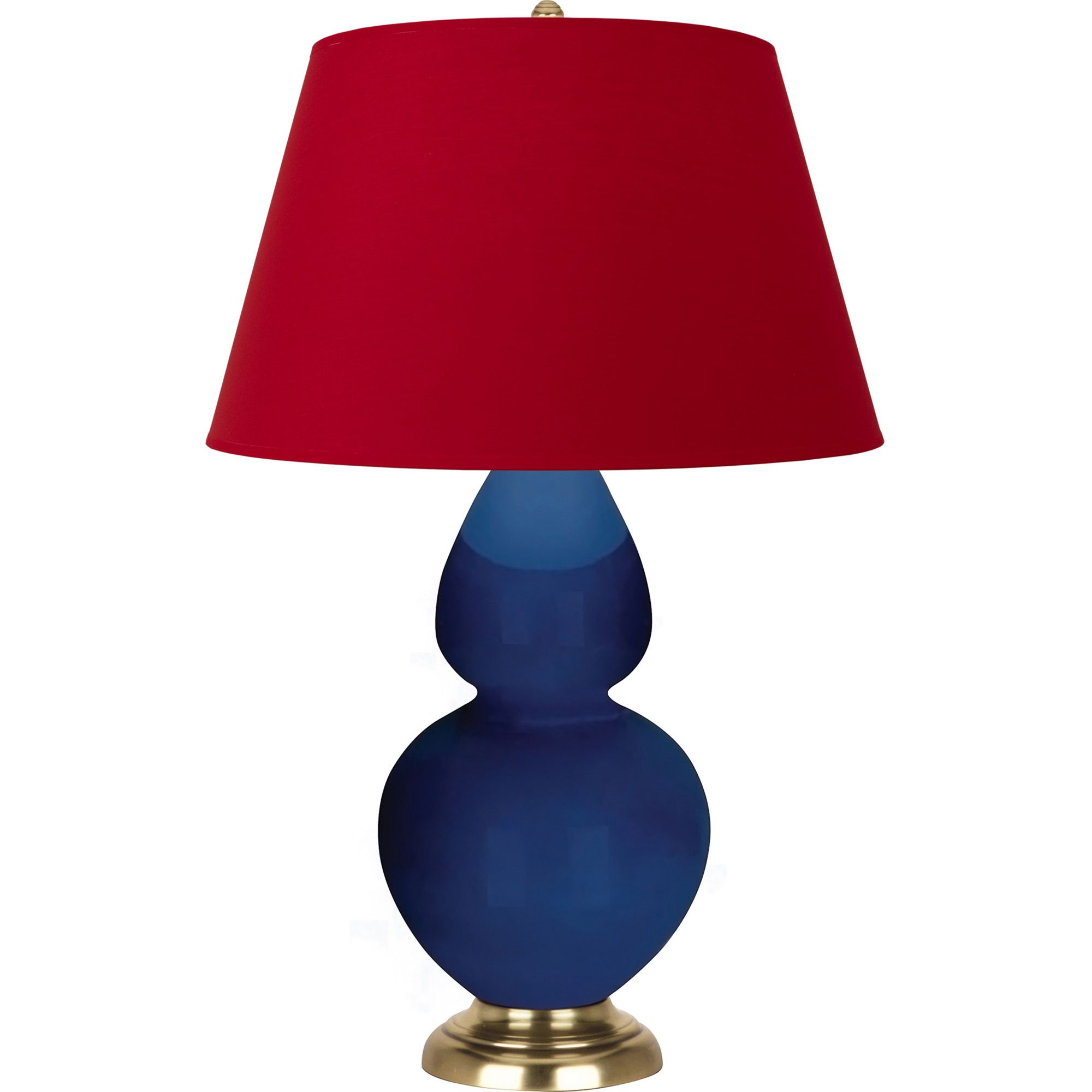 Image 2 Double Gourd 31"H Cobalt And Brass Table Lamp w/ Black And Red Shade more views