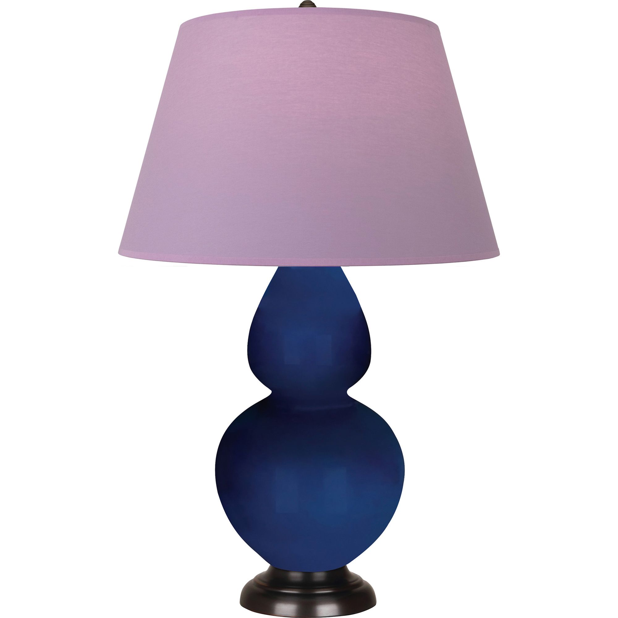 Image 2 Double Gourd 31"H Cobalt And Bronze Lamp w/ Lavender And Plum Shade more views