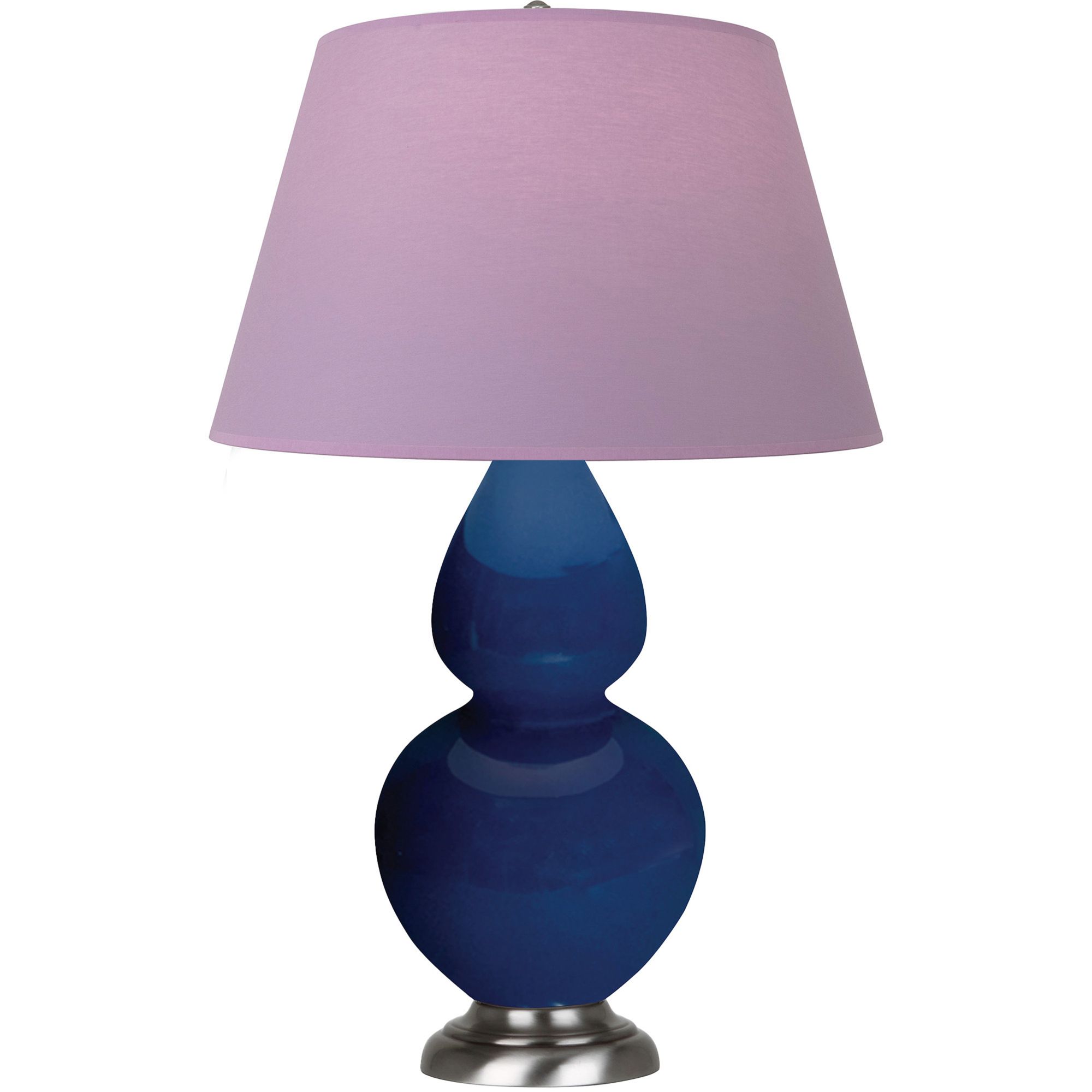 Image 2 Double Gourd 31"H Cobalt And Silver Lamp w/ Lavender And Plum Shade more views