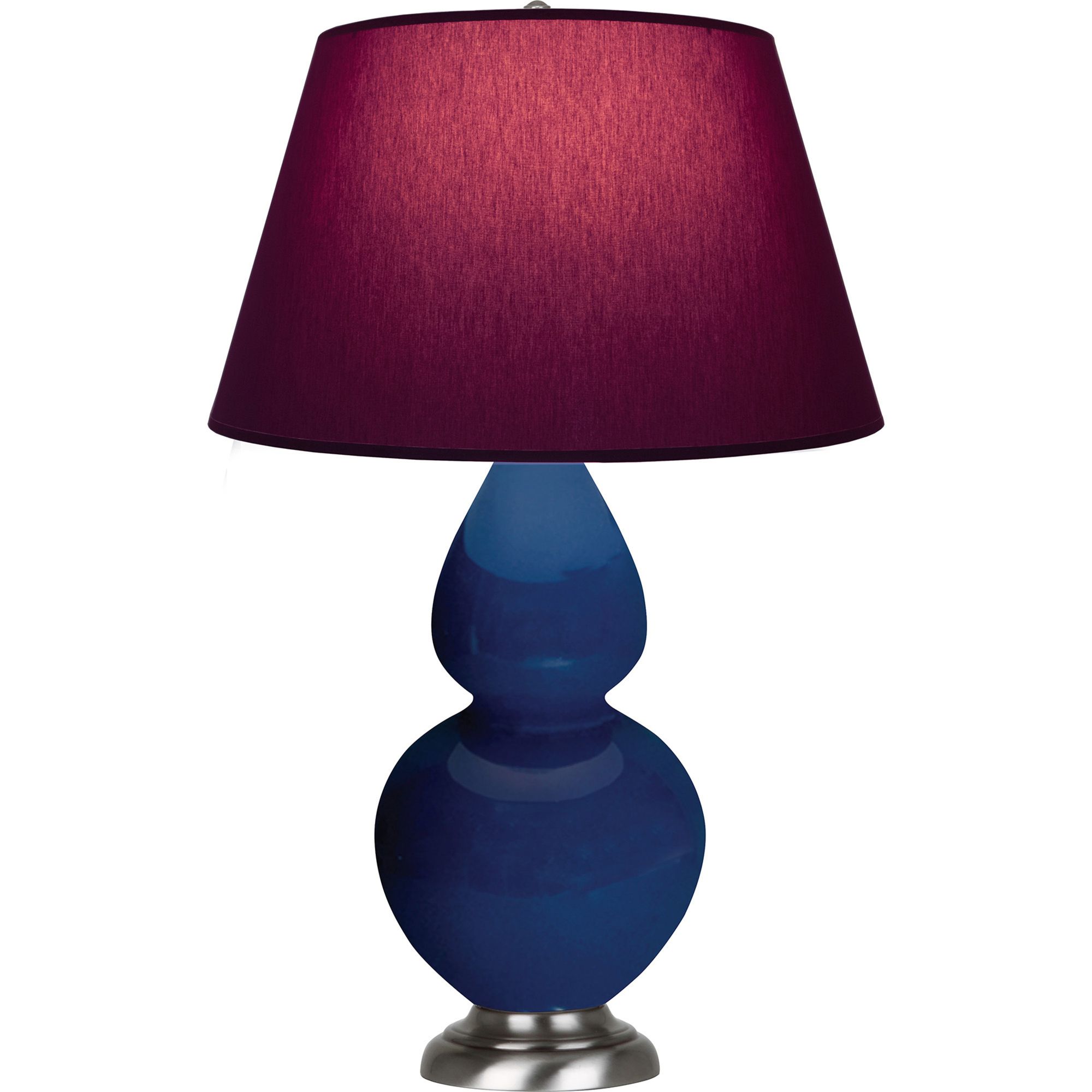 Image 2 Double Gourd 31"H Cobalt And Silver Lamp w/ Plum And Lavender Shade more views