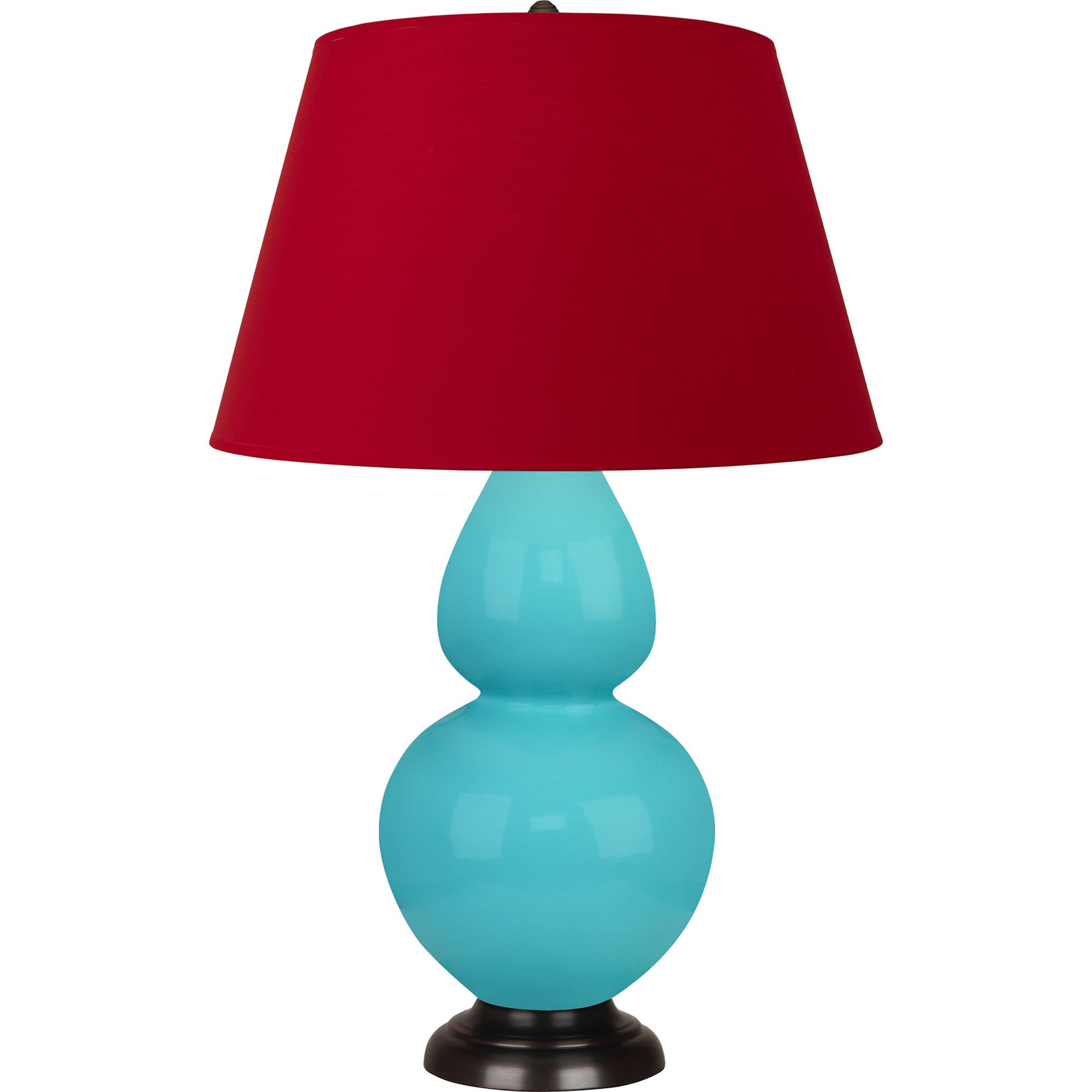 Image 2 Double Gourd 31"H Egg Blue And Bronze Lamp w/ Black And Red Shade more views