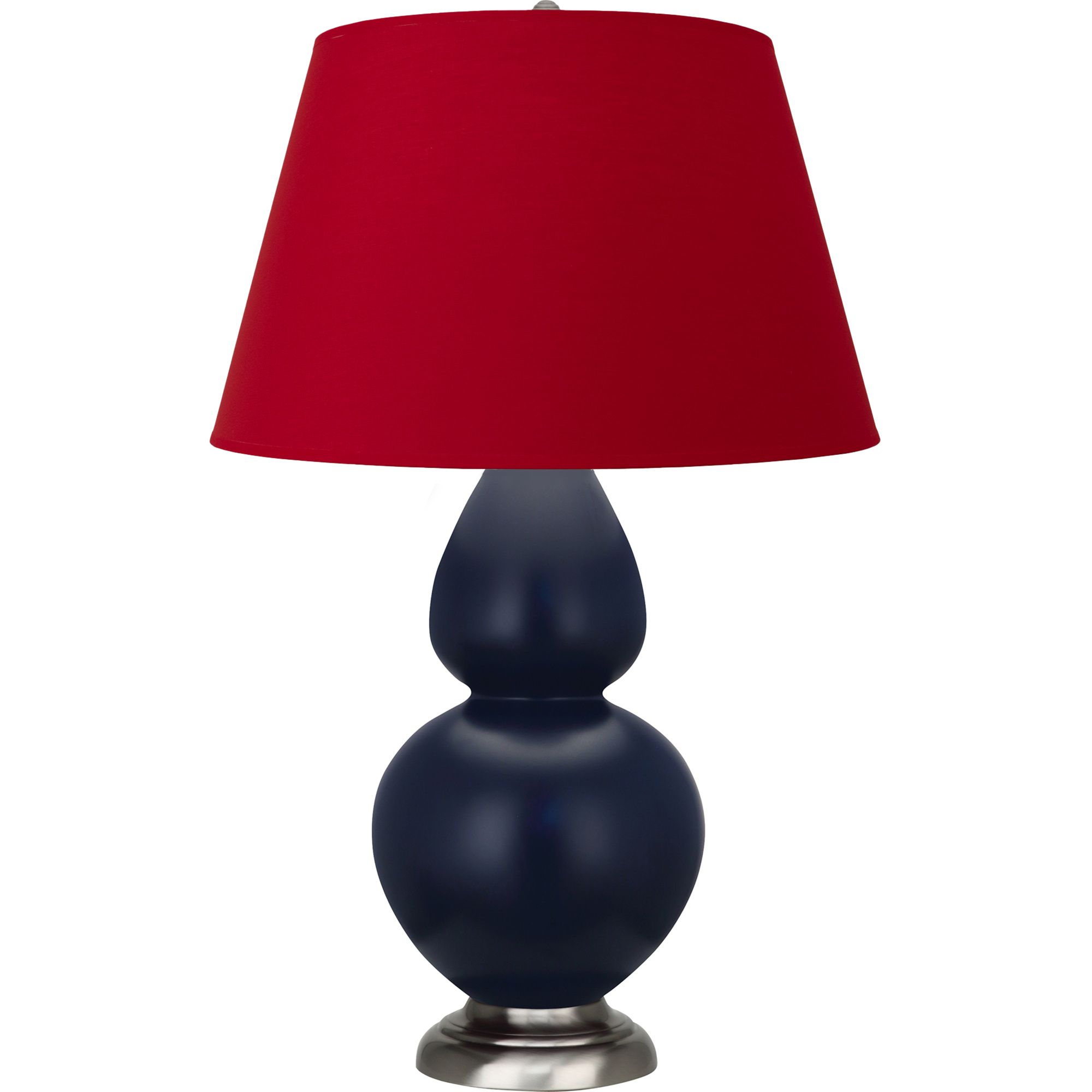 Image 2 Double Gourd 31"H Matte Blue And Silver Lamp w/ Black And Red Shade more views