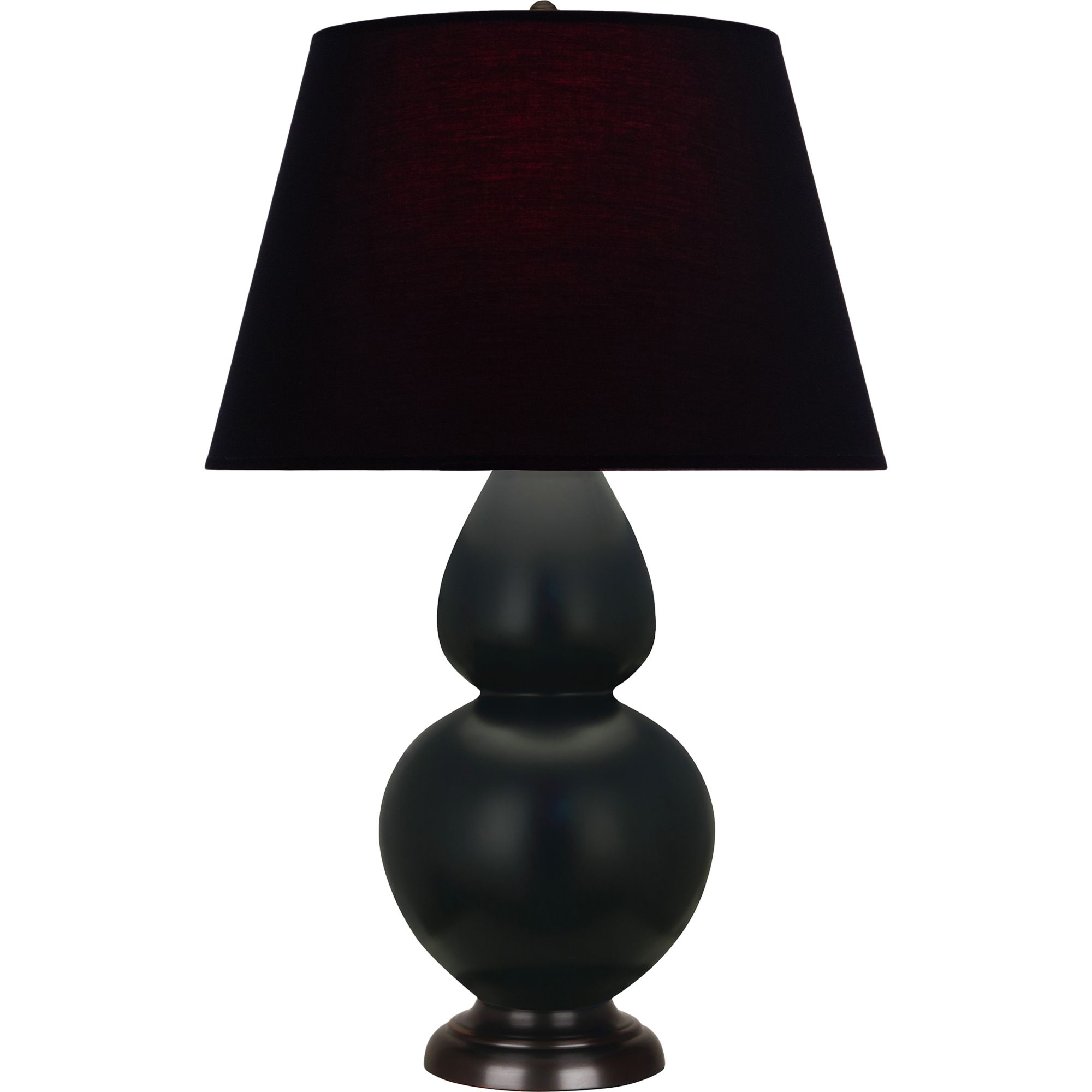 Image 2 Double Gourd 31"H Matte Obsidian And Bronze Lamp w/ Ink And Rose Shade more views