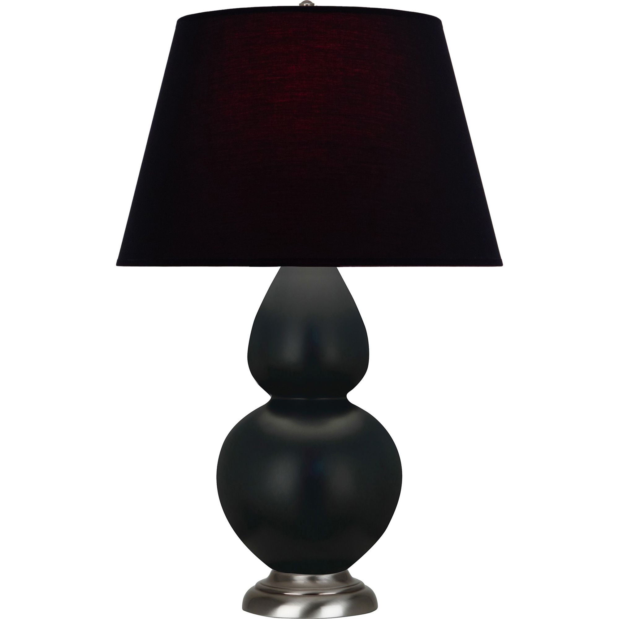 Image 2 Double Gourd 31"H Matte Obsidian And Silver Lamp w/ Ink And Rose Shade more views