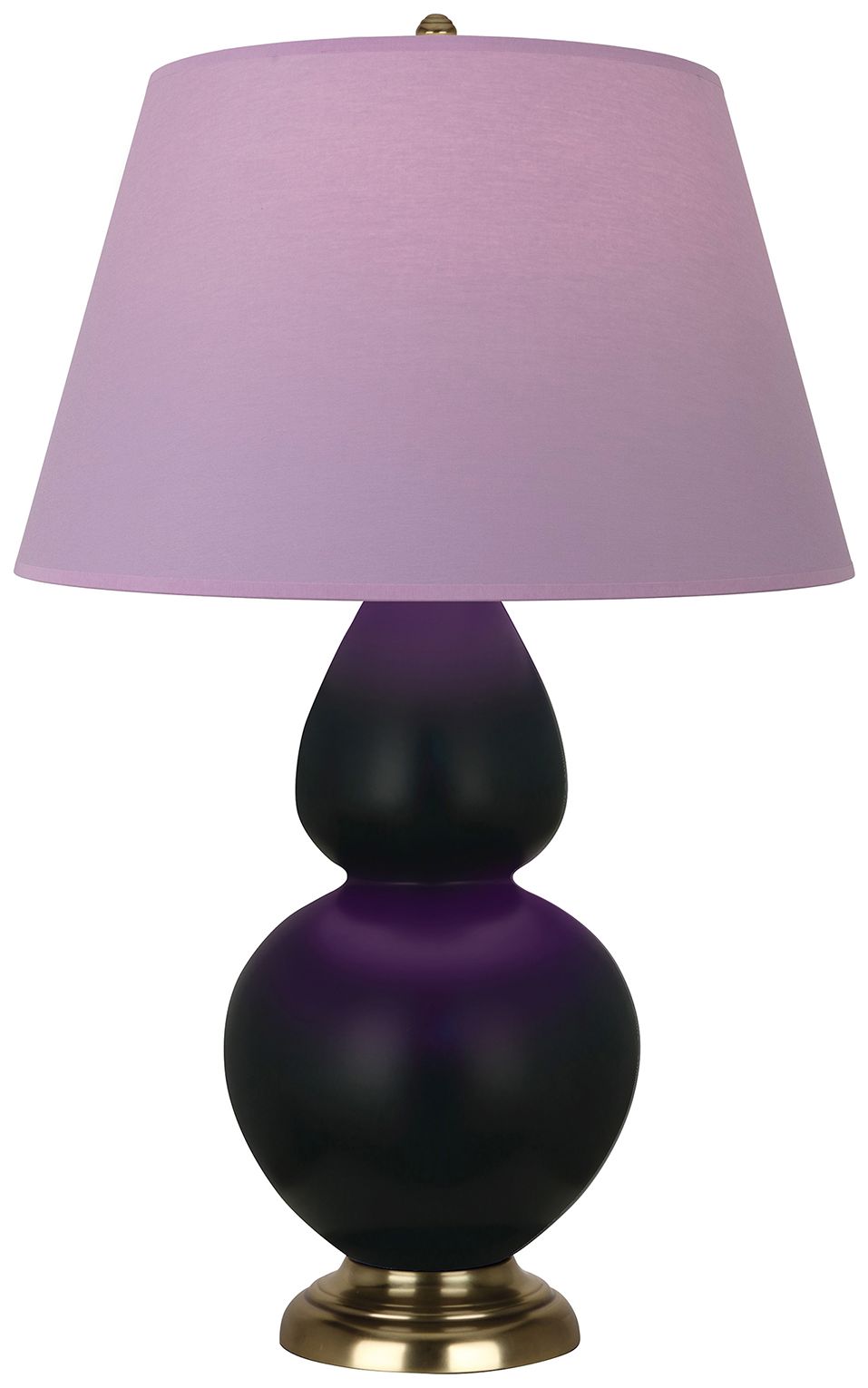 Double Gourd 31"H Obsidian & Brass Lamp w/ Lavender & Plum Mad