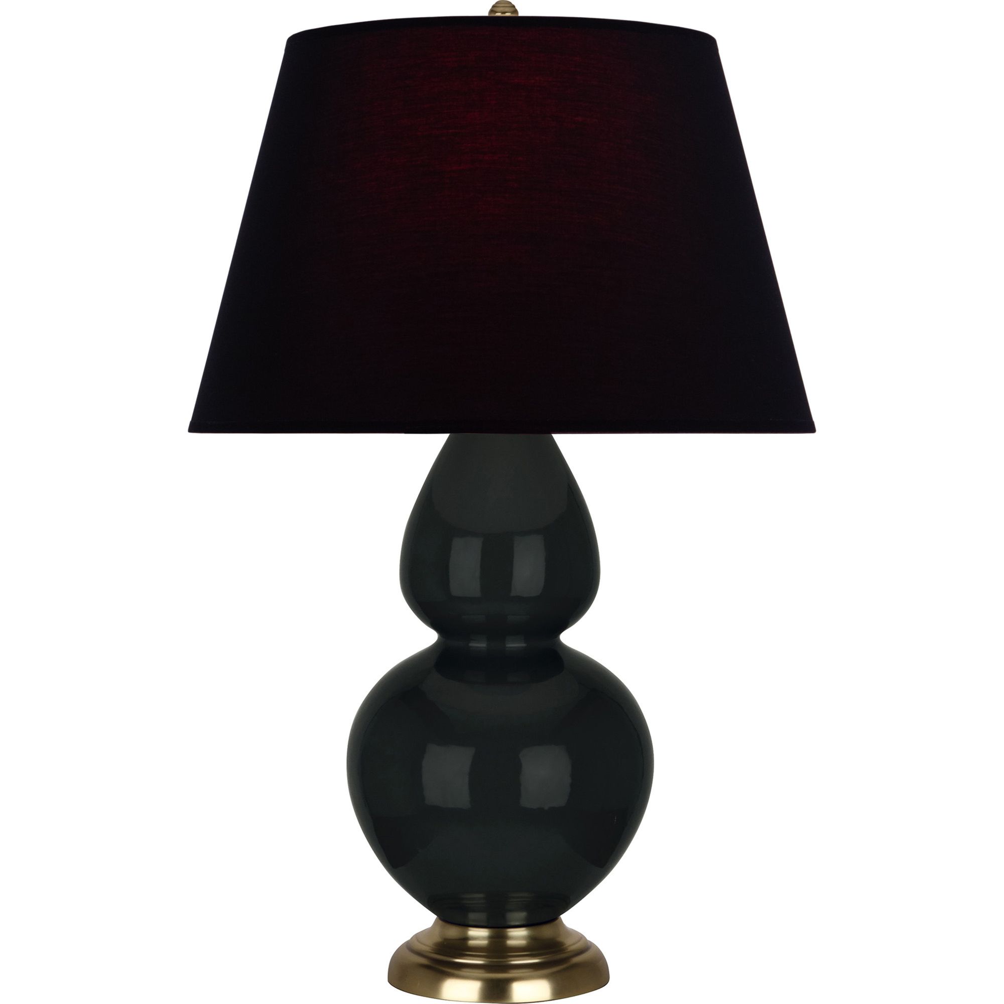 Image 2 Double Gourd 31"H Obsidian And Brass Table Lamp w/ Ink And Rose Shade more views