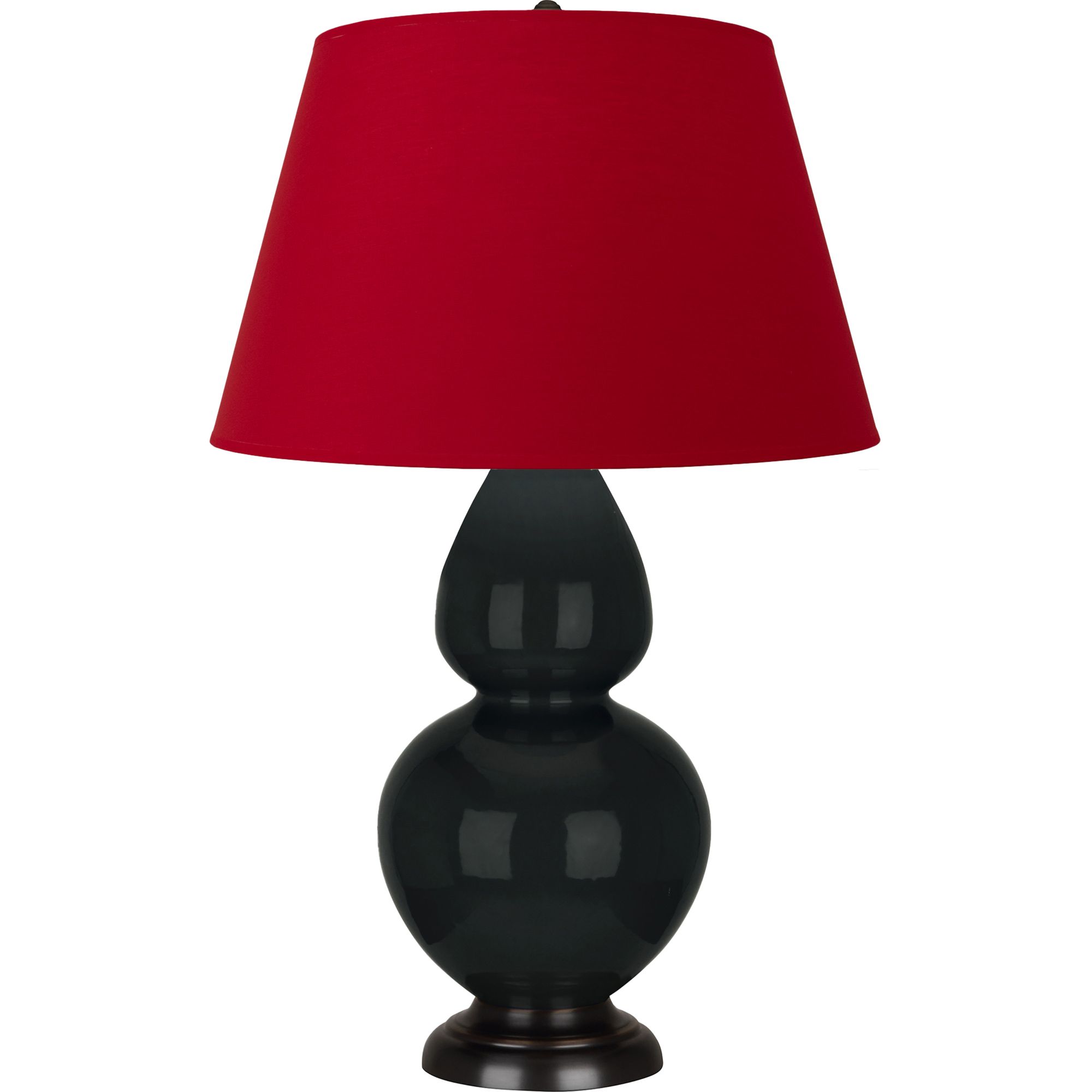 Image 2 Double Gourd 31"H Obsidian And Bronze Lamp w/ Black And Red Shade more views