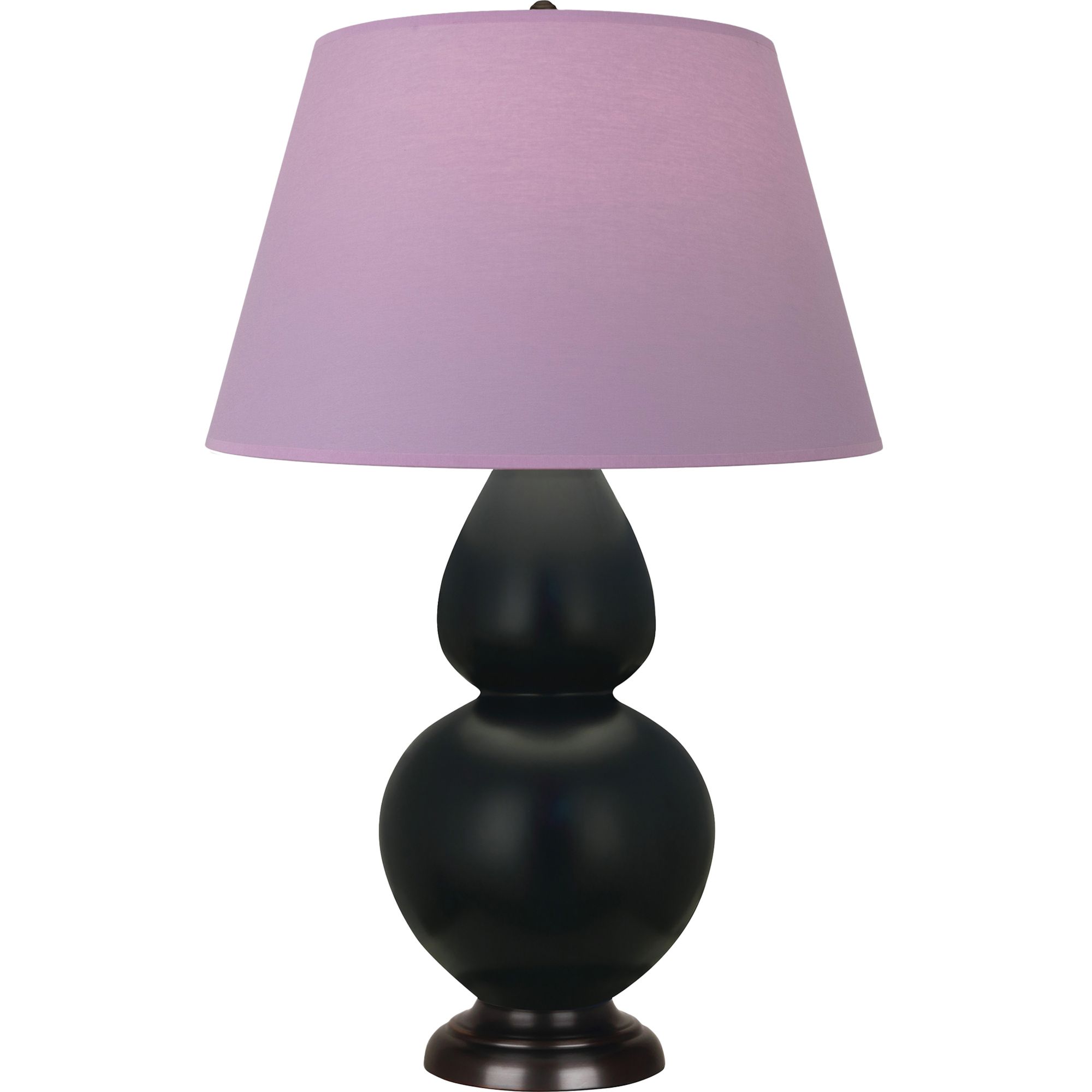 Image 2 Double Gourd 31"H Obsidian And Bronze Lamp w/ Lavender And Plum Shade more views