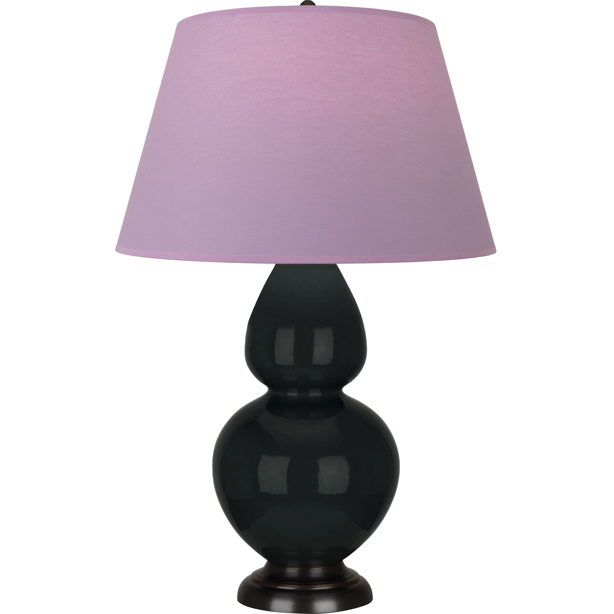 Image 2 Double Gourd 31"H Obsidian And Bronze Lamp w/ Lavender And Plum Shade more views