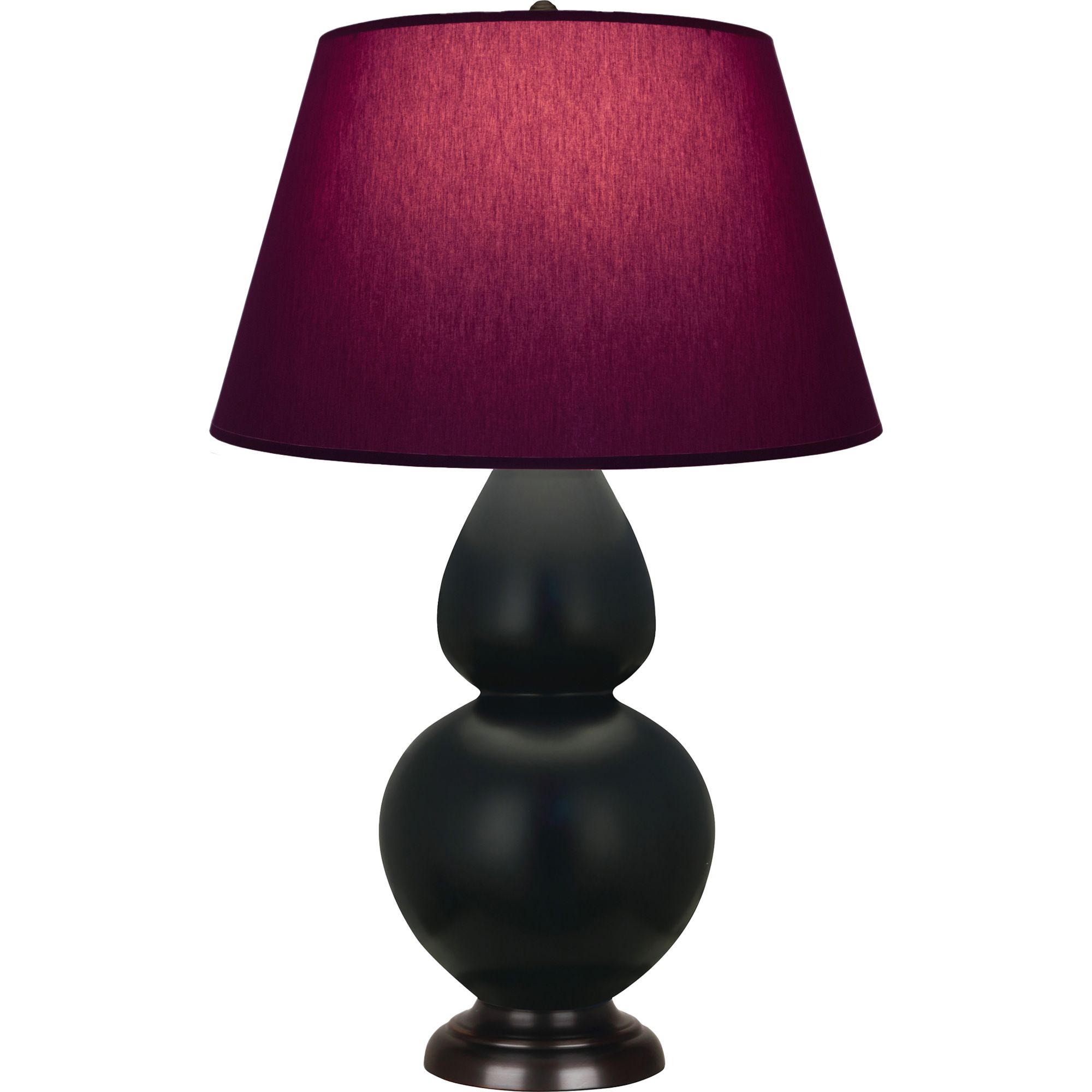 Image 2 Double Gourd 31"H Obsidian And Bronze Lamp w/ Plum And Lavender Shade more views