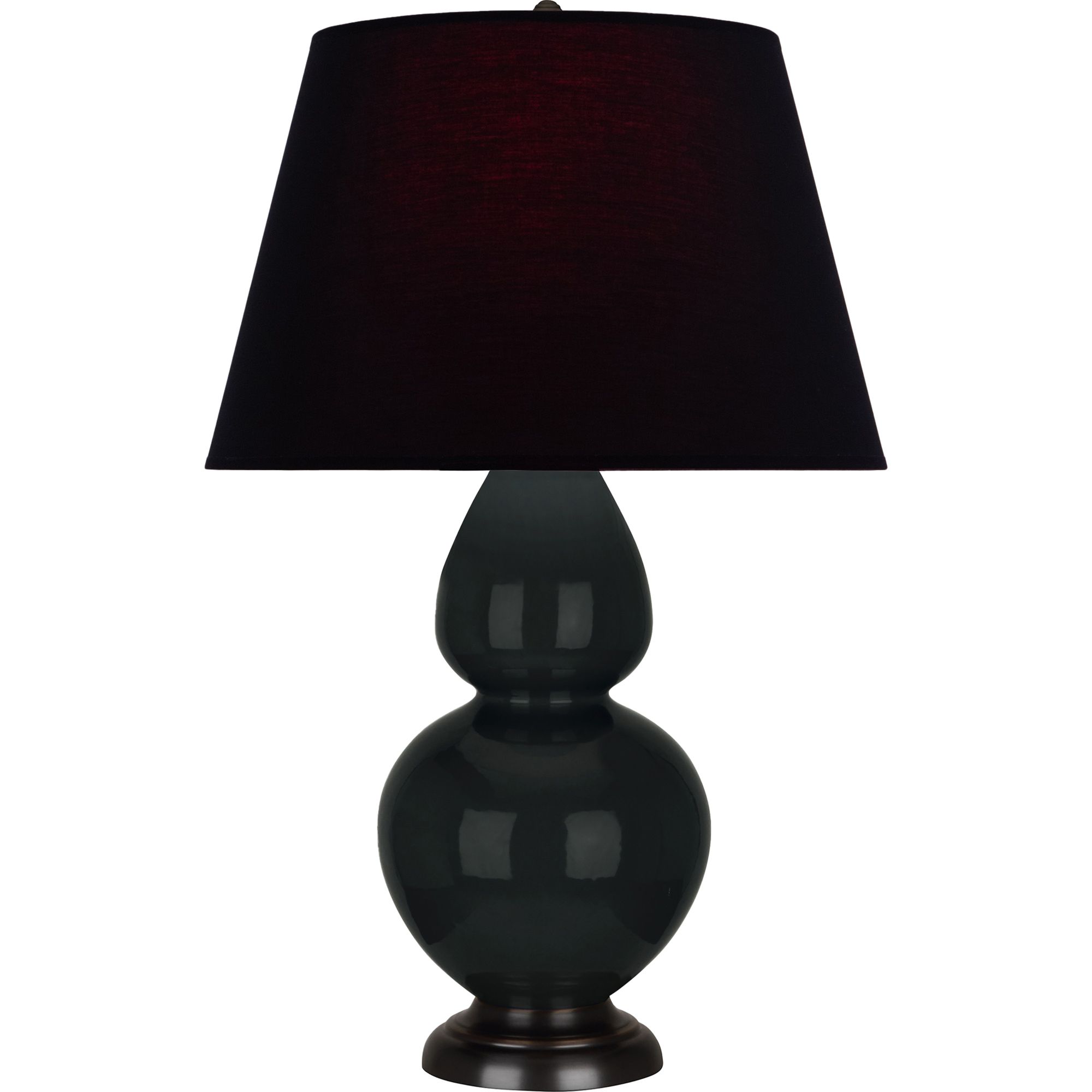 Image 2 Double Gourd 31"H Obsidian And Bronze Table Lamp w/ Ink And Rose Shade more views