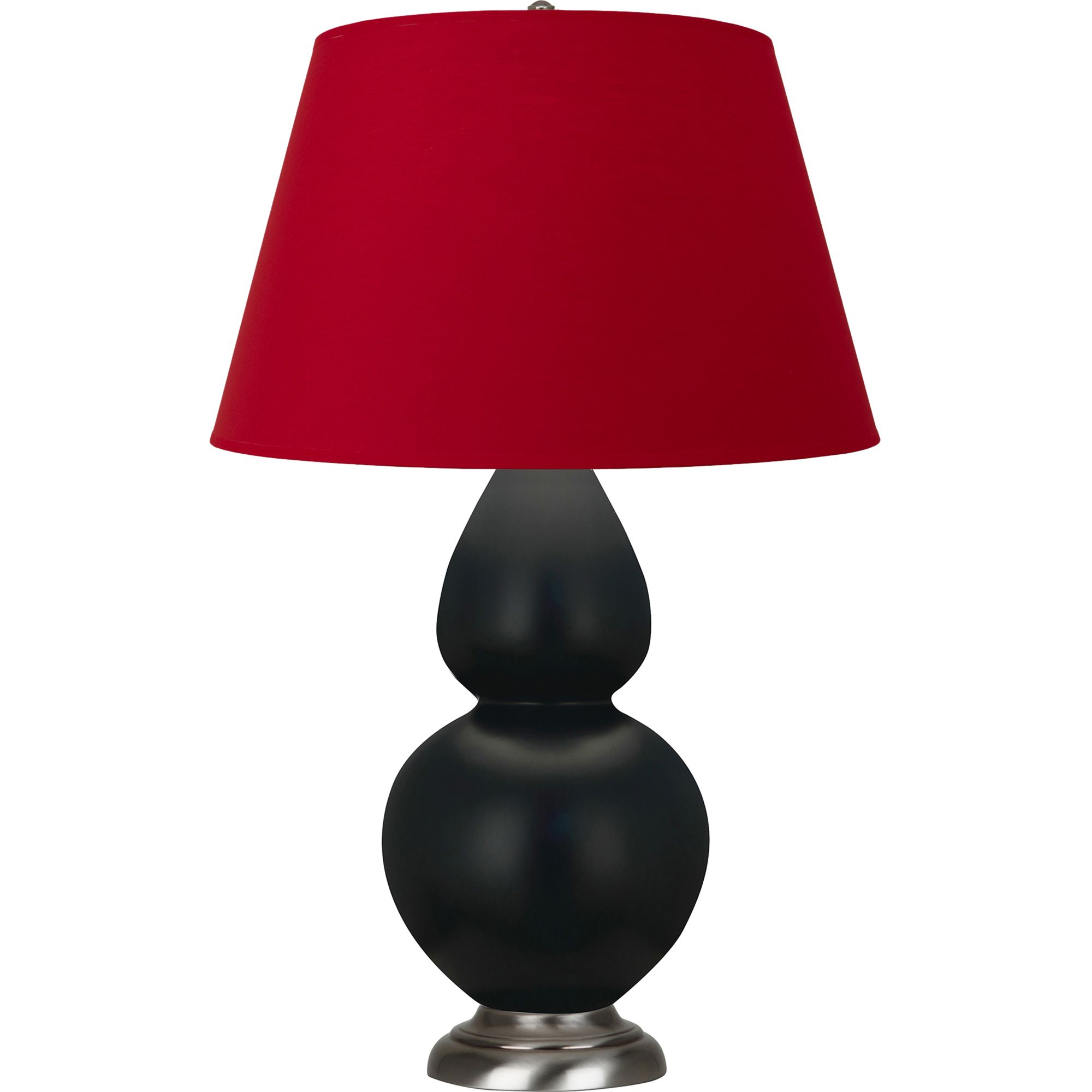 Image 2 Double Gourd 31"H Obsidian And Silver Lamp w/ Black And Red Shade more views