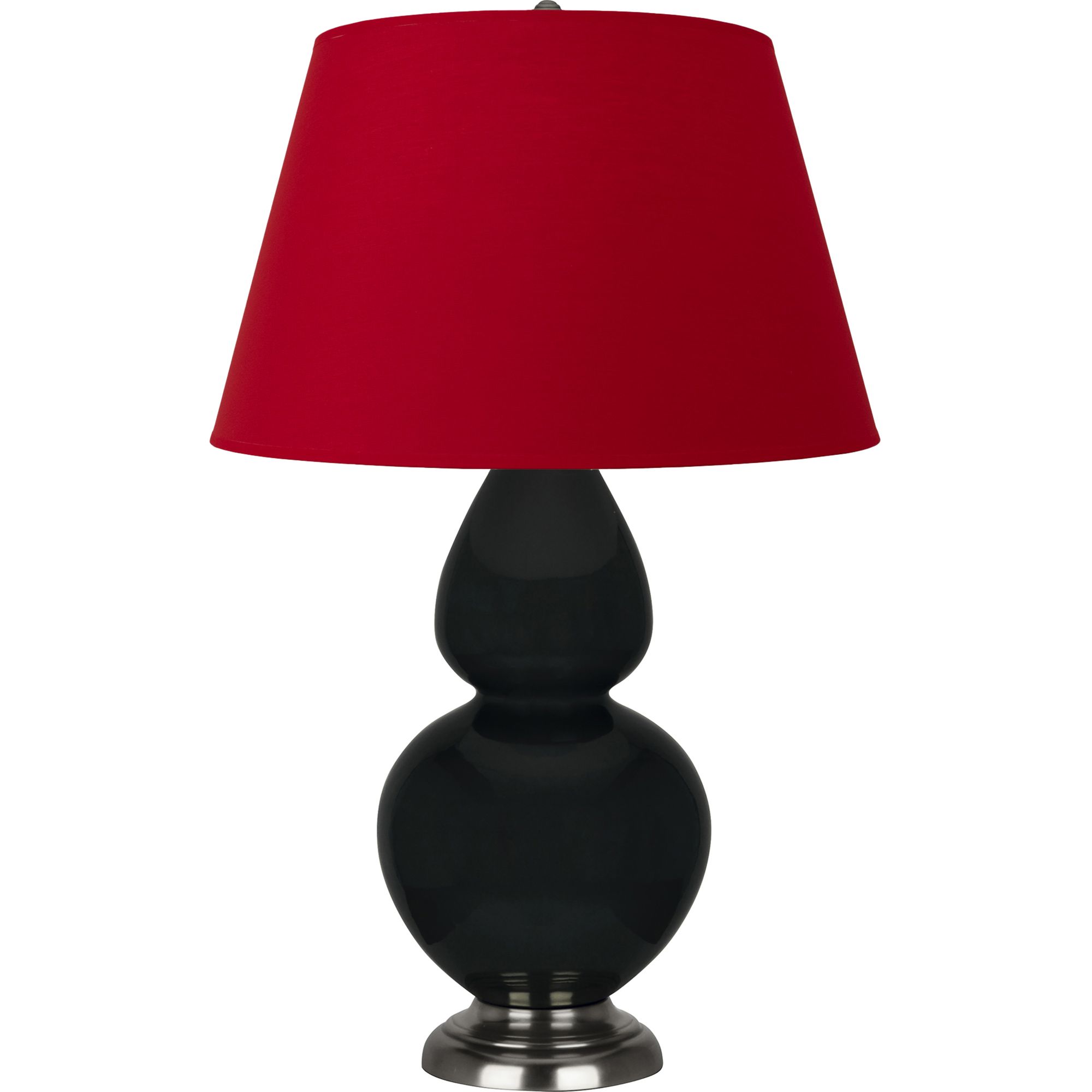 Image 2 Double Gourd 31"H Obsidian And Silver Lamp w/ Black And Red Shade more views
