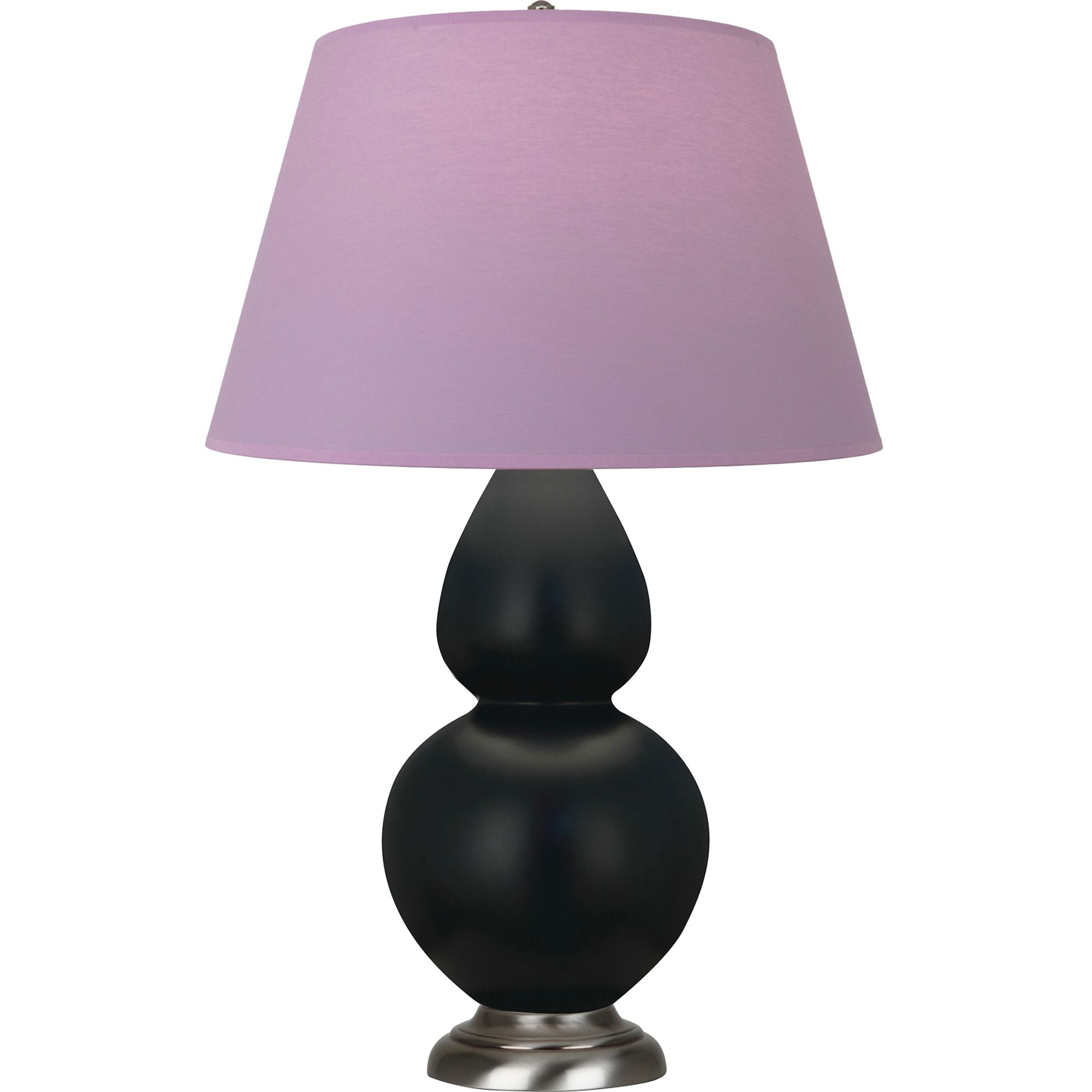 Image 2 Double Gourd 31"H Obsidian And Silver Lamp w/ Lavender And Plum Shade more views