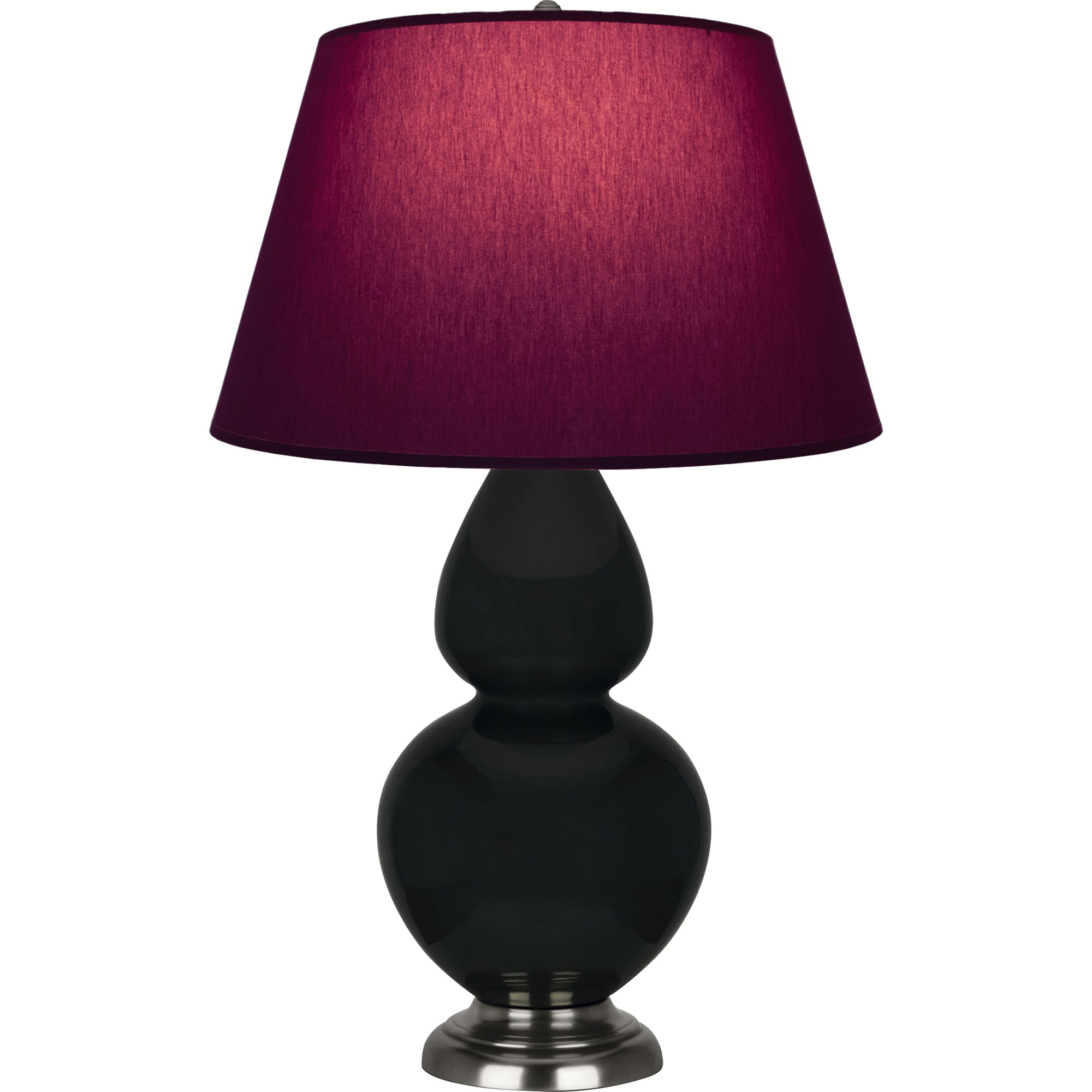 Image 2 Double Gourd 31"H Obsidian And Silver Lamp w/ Plum And Lavender Shade more views