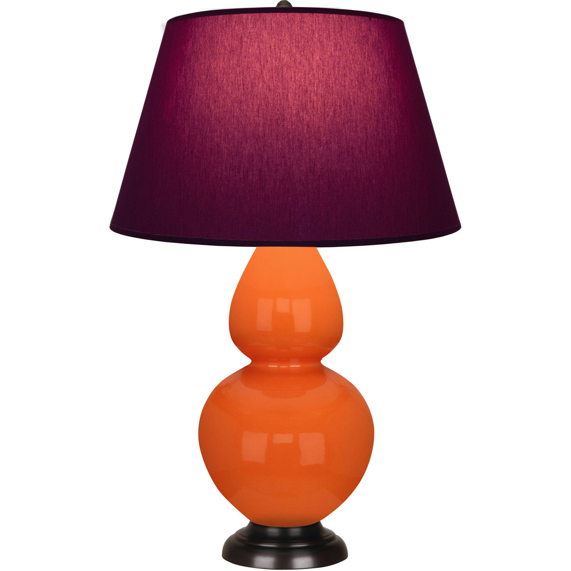 Image 2 Double Gourd 31"H Pumpkin And Bronze Lamp w/ Plum And Lavender Shade more views