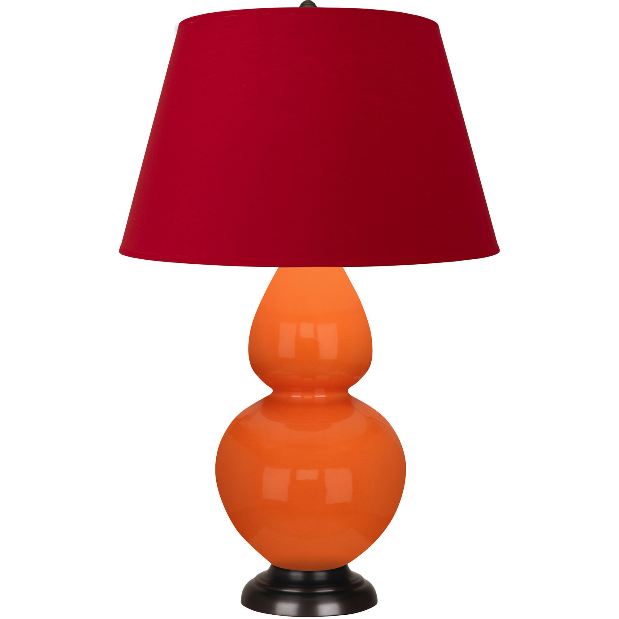 Image 2 Double Gourd 31"H Pumpkin And Bronze Table Lamp w/ Black And Red Shade more views