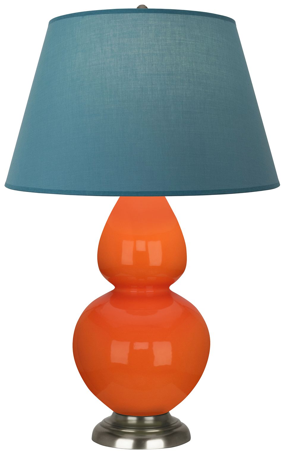 Double Gourd 31"H Pumpkin &amp; Silver Lamp w/Bright Blue &amp; Gray M