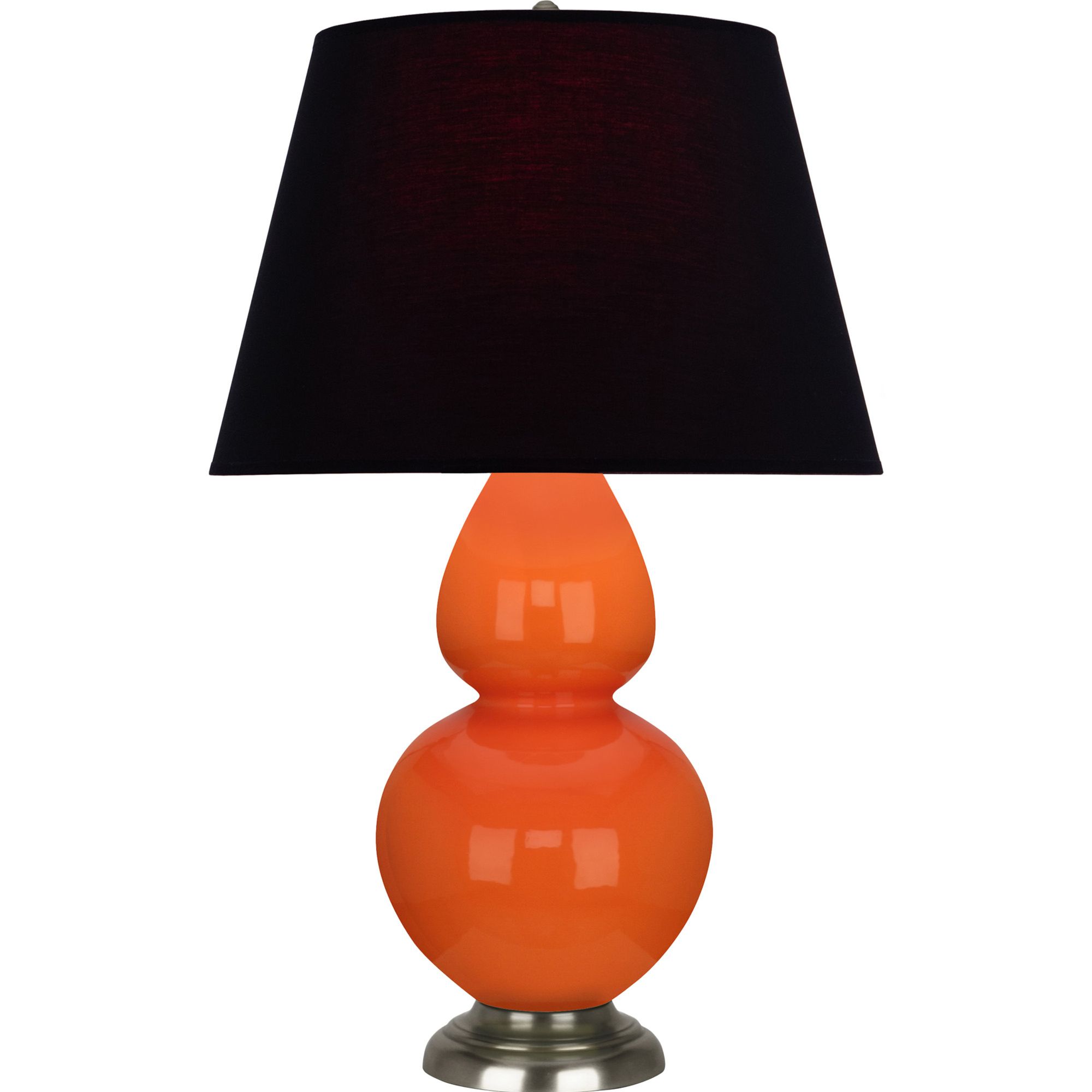 Image 2 Double Gourd 31"H Pumpkin And Silver Table Lamp w/ Ink And Rose Shade more views