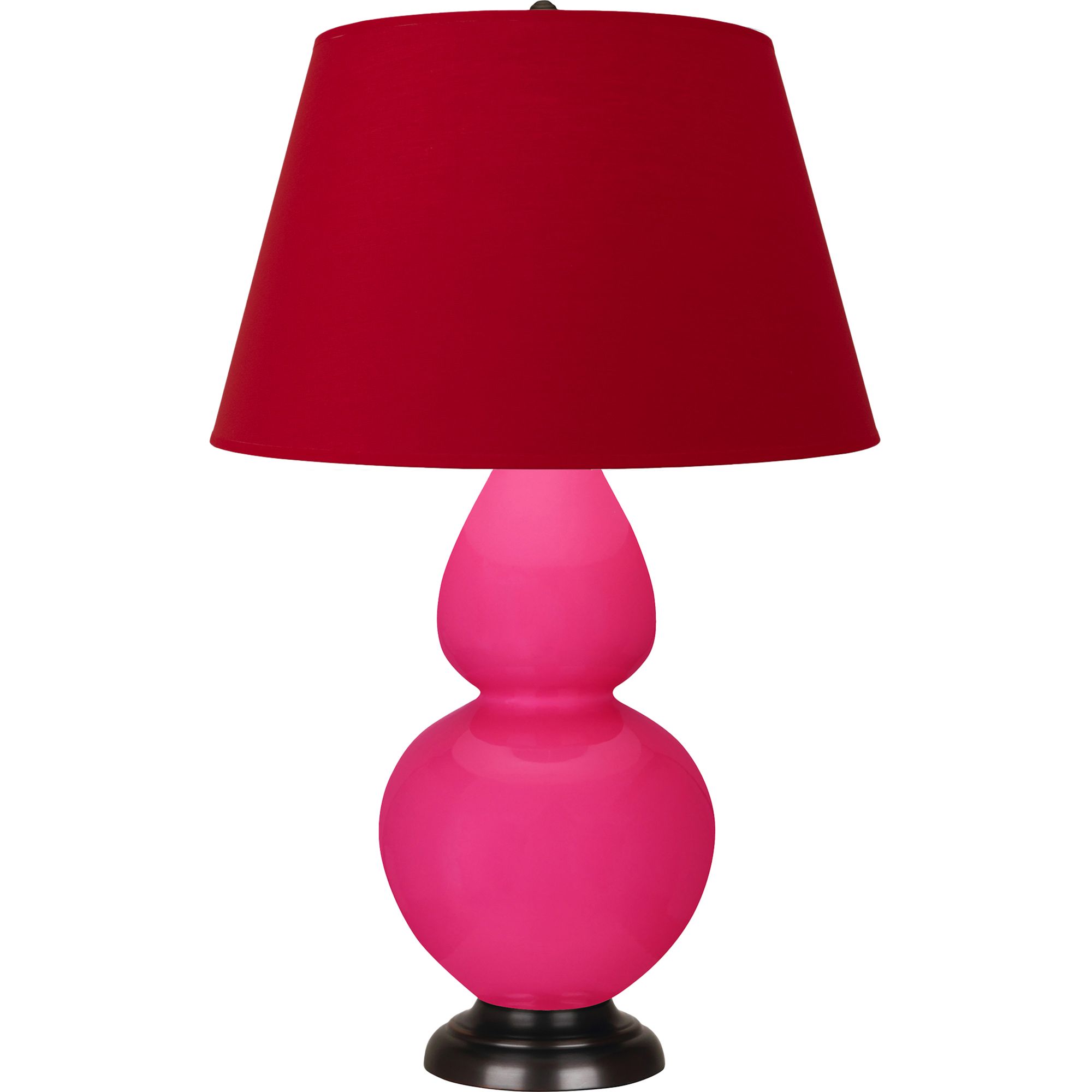 Image 2 Double Gourd 31"H Razzle Rose And Bronze Lamp w/ Black And Red Shade more views