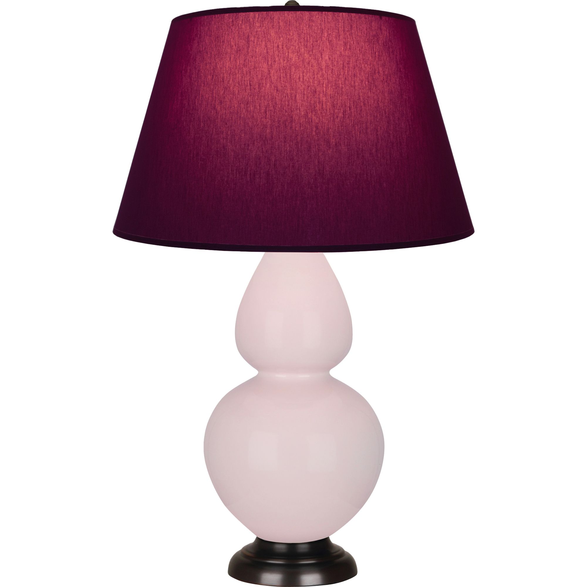 Image 2 Double Gourd 31"H Rose Water Glazed Bronze Table Lamp w/ Plum Shade more views