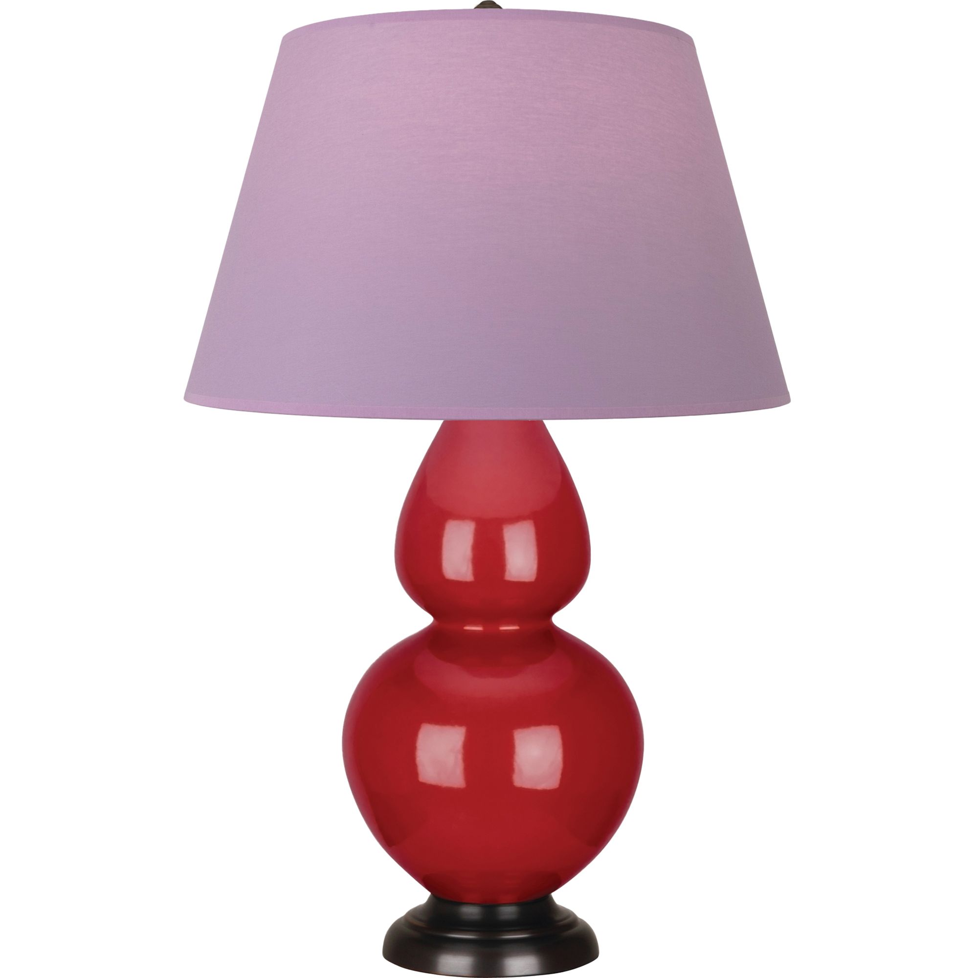 Image 2 Double Gourd 31"H Ruby Red And Bronze Lamp w/ Lavender And Plum Shade more views