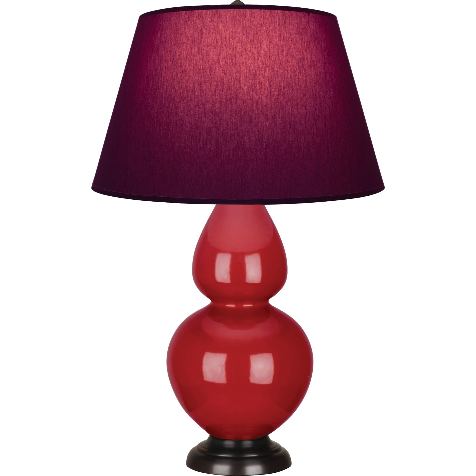 Image 2 Double Gourd 31"H Ruby Red And Bronze Lamp w/ Plum And Lavender Shade more views