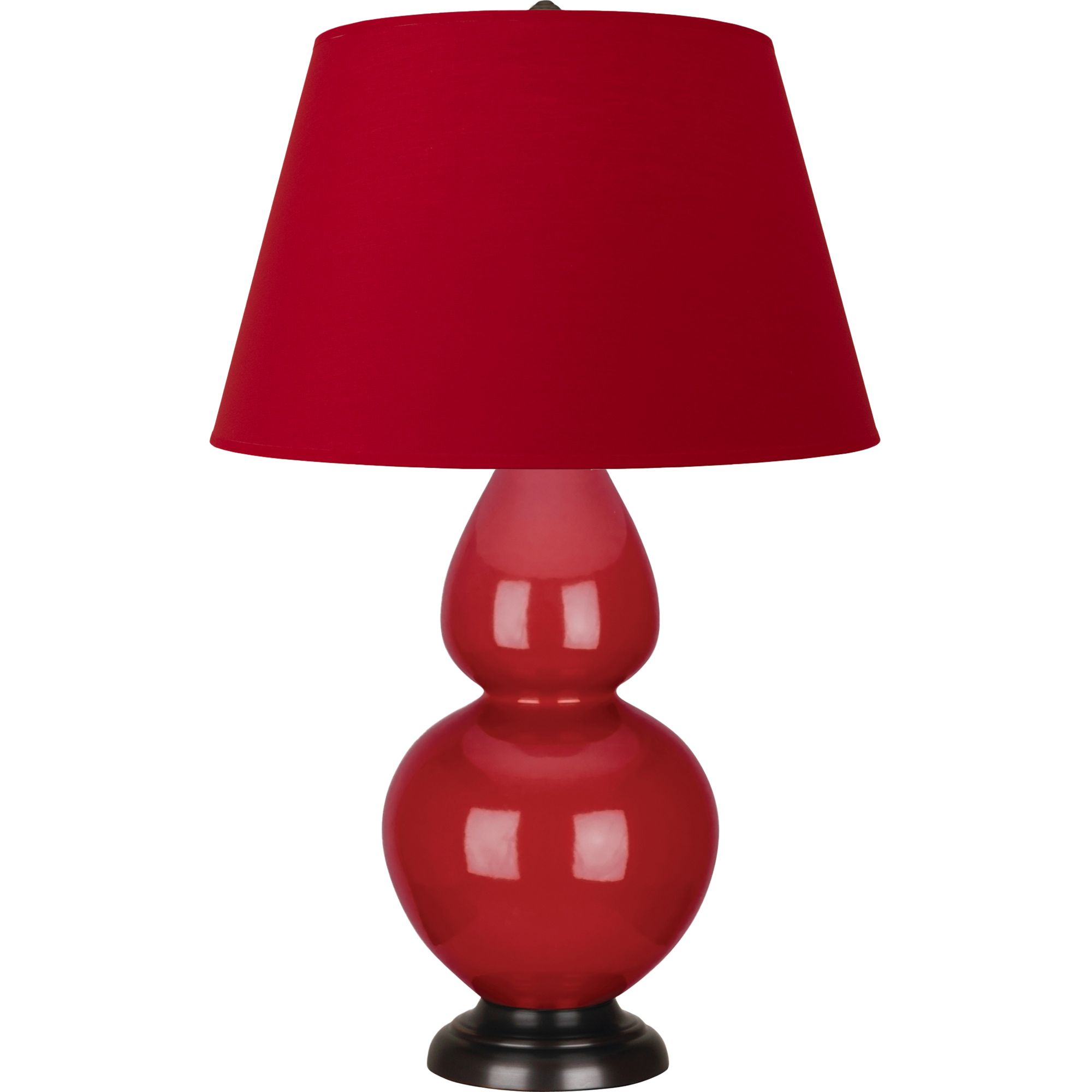 Image 2 Double Gourd 31"H Ruby Red And Bronze Lamp w/ Rose And Ink Shade more views