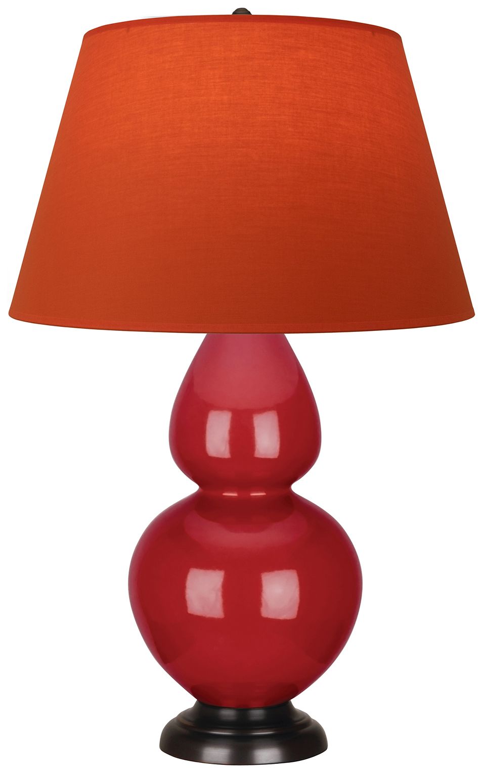 Double Gourd 31"H Ruby Red &amp; Bronze Lamp w/Tangerine &amp; Taupe M
