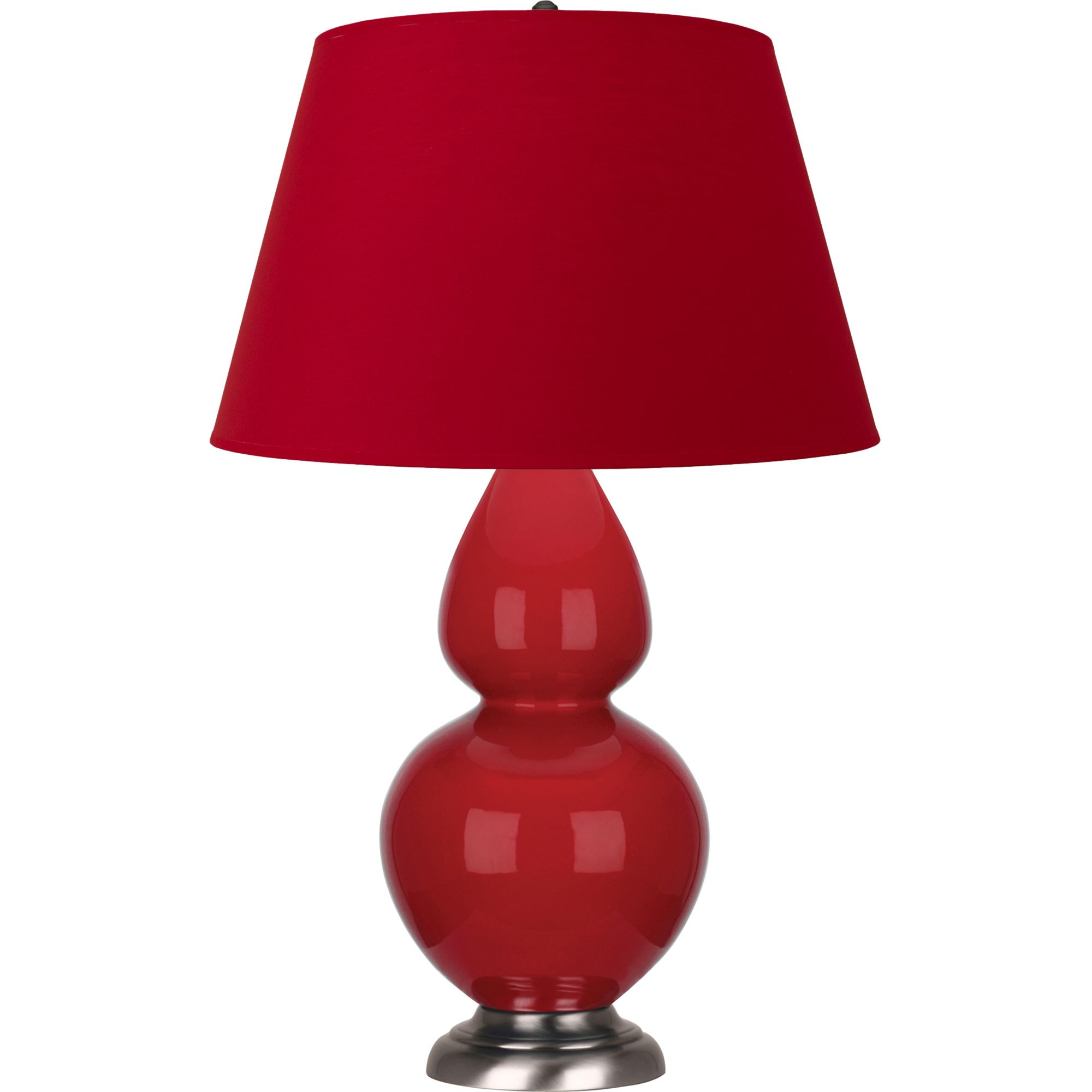 Image 2 Double Gourd 31"H Ruby Red And Silver Lamp w/ Black And Red Shade more views