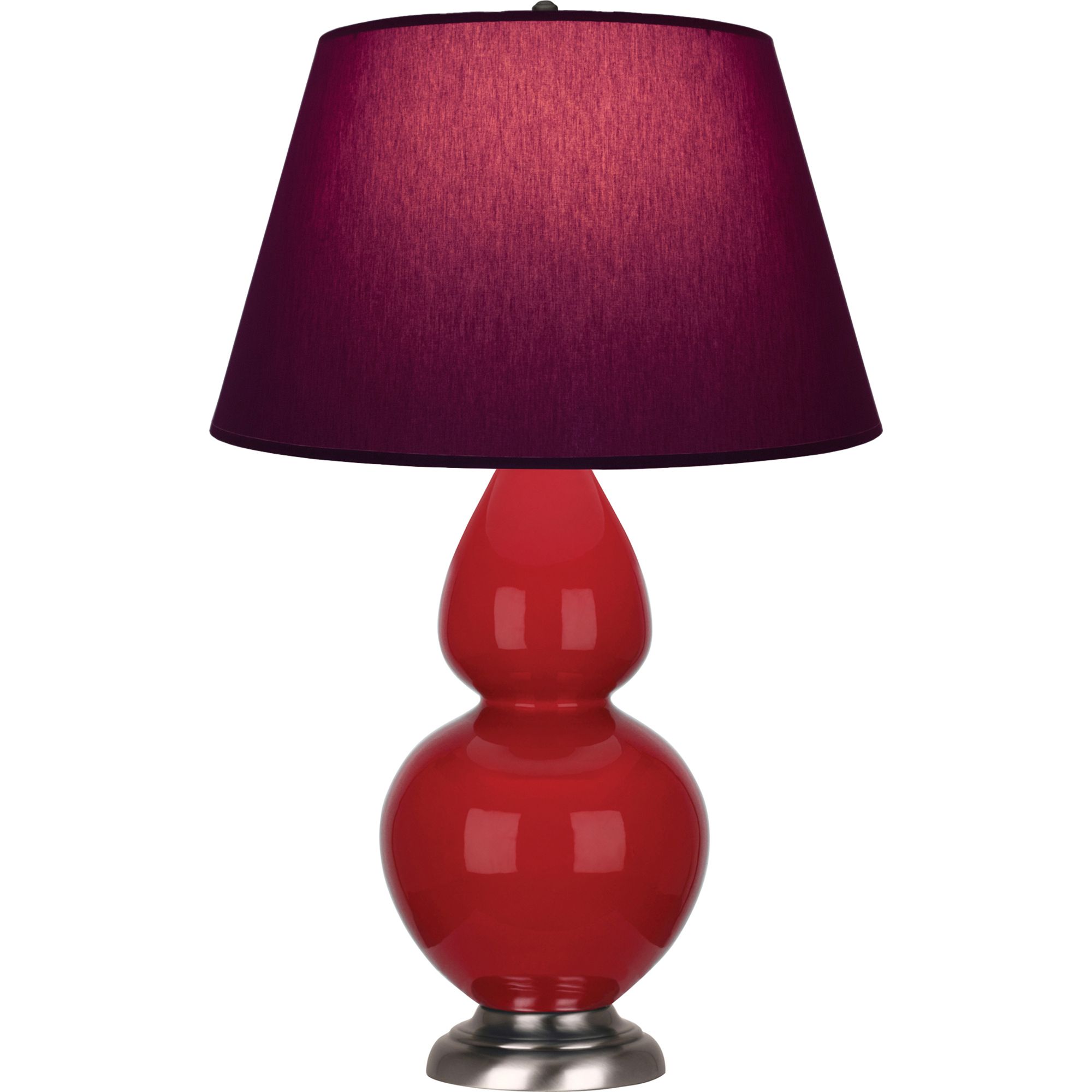 Image 2 Double Gourd 31"H Ruby Red And Silver Lamp w/ Plum And Lavender Shade more views