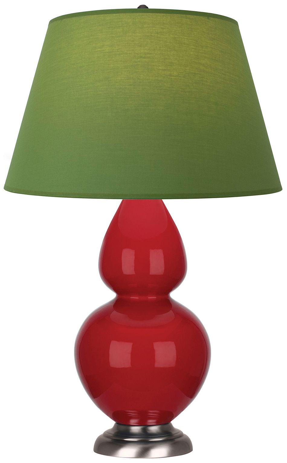 Double Gourd 31"H Ruby Red And Silver Lamp w/ Tea And Taupe Made to Or