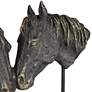 Double Horse Bust 14 1/2" Wide Rough Bronze Statue
