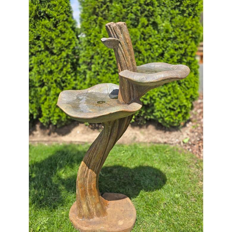 Image 1 Double Lily 49" High Relic Hi-tone Outdoor Bird Bath