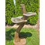 Double Lily 49" High Relic Hi-tone Outdoor Bird Bath