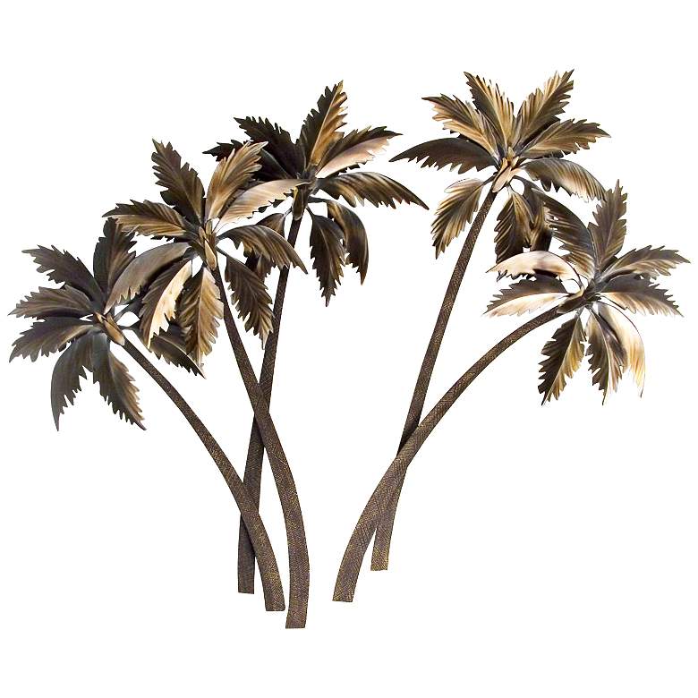 Image 2 Double Palasari Palms 46" High Metal Wall Art more views