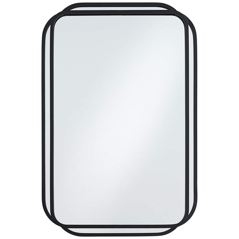 Image 2 Double Radius Matte Black 24" x 36 1/4" Wall Mirror