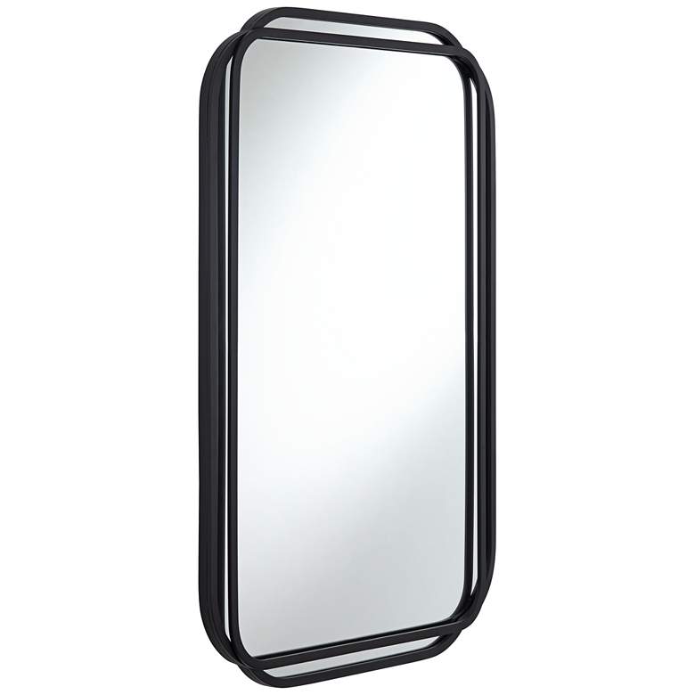 Image 6 Double Radius Matte Black 24" x 36 1/4" Wall Mirror more views