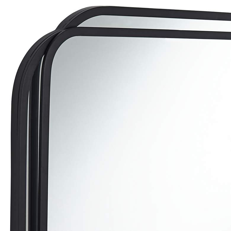 Image 2 Double Radius Matte Black 24" x 36 1/4" Wall Mirrors Set of 2 more views