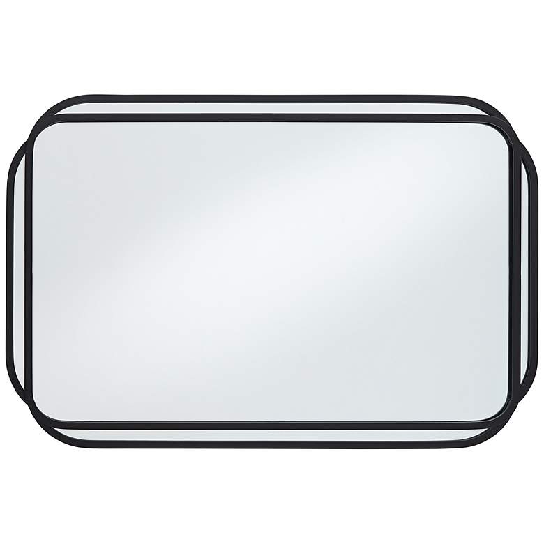 Image 4 Double Radius Matte Black 24" x 36 1/4" Wall Mirrors Set of 2 more views