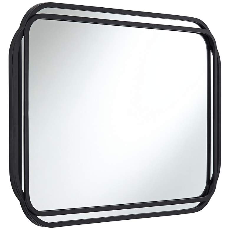 Image 6 Double Radius Matte Black 24" x 36 1/4" Wall Mirrors Set of 2 more views