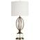 Double Ring Satin Brass Metal Table Lamp Glass Pedestal