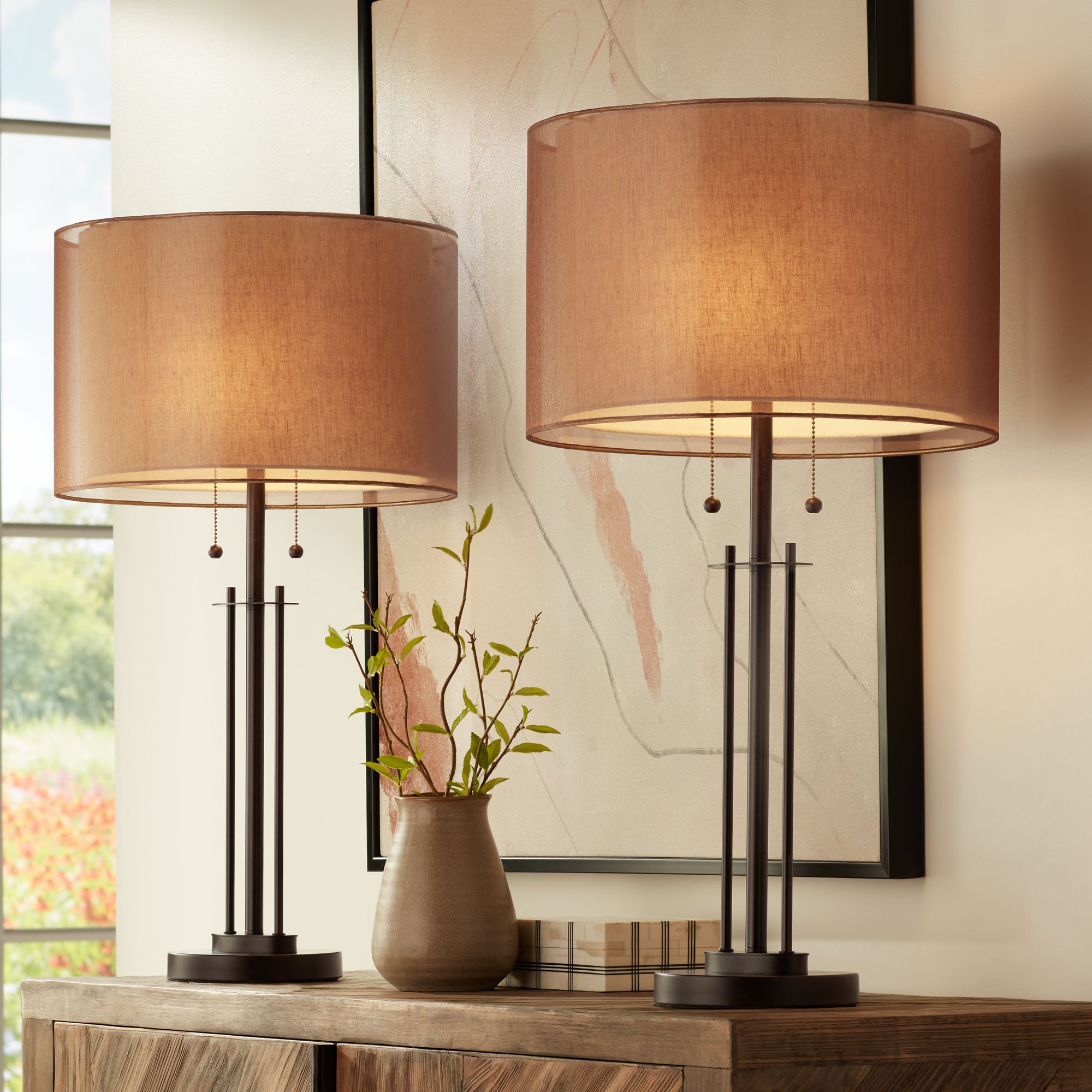 floor lamp with two shades